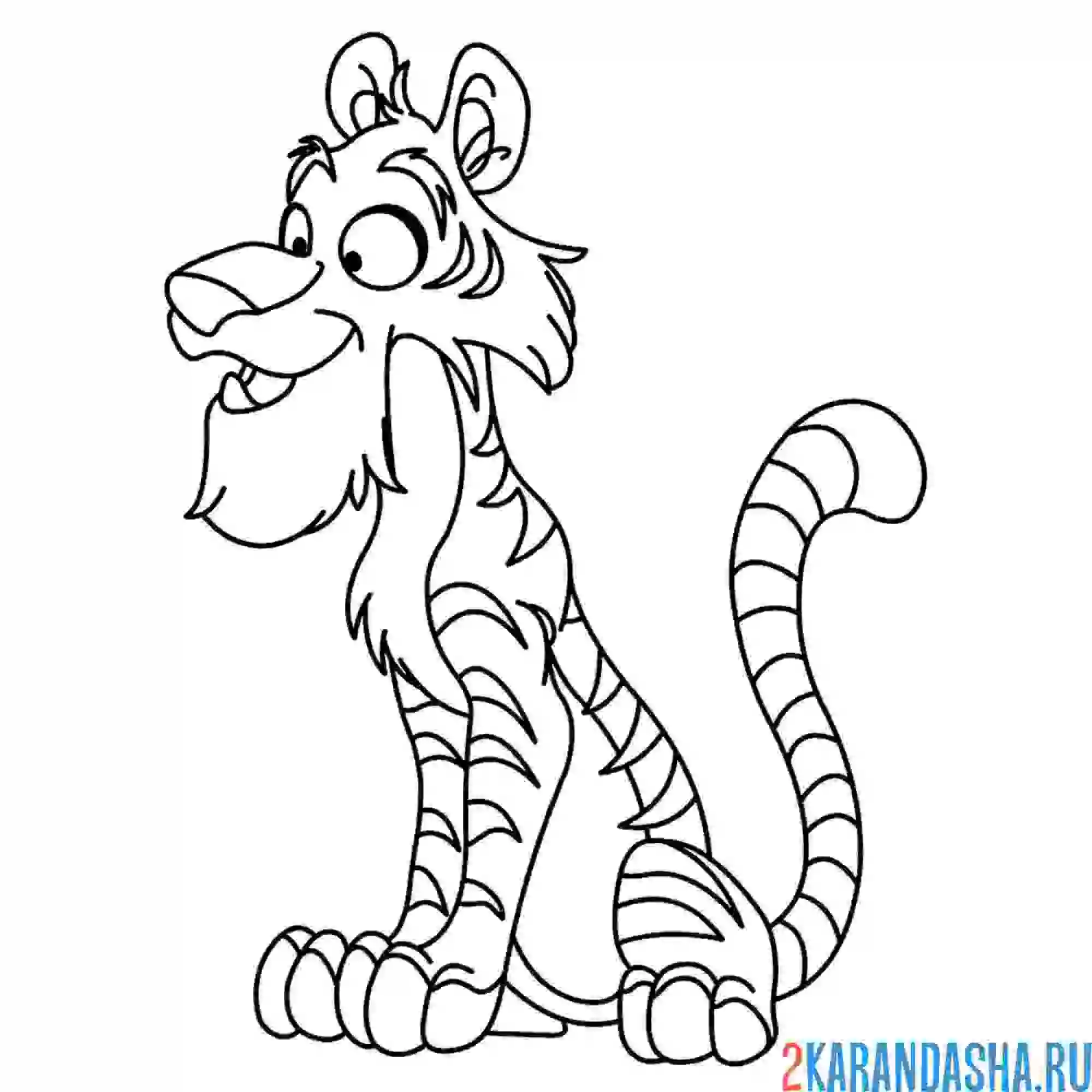 Раскраска мультяшный тигр