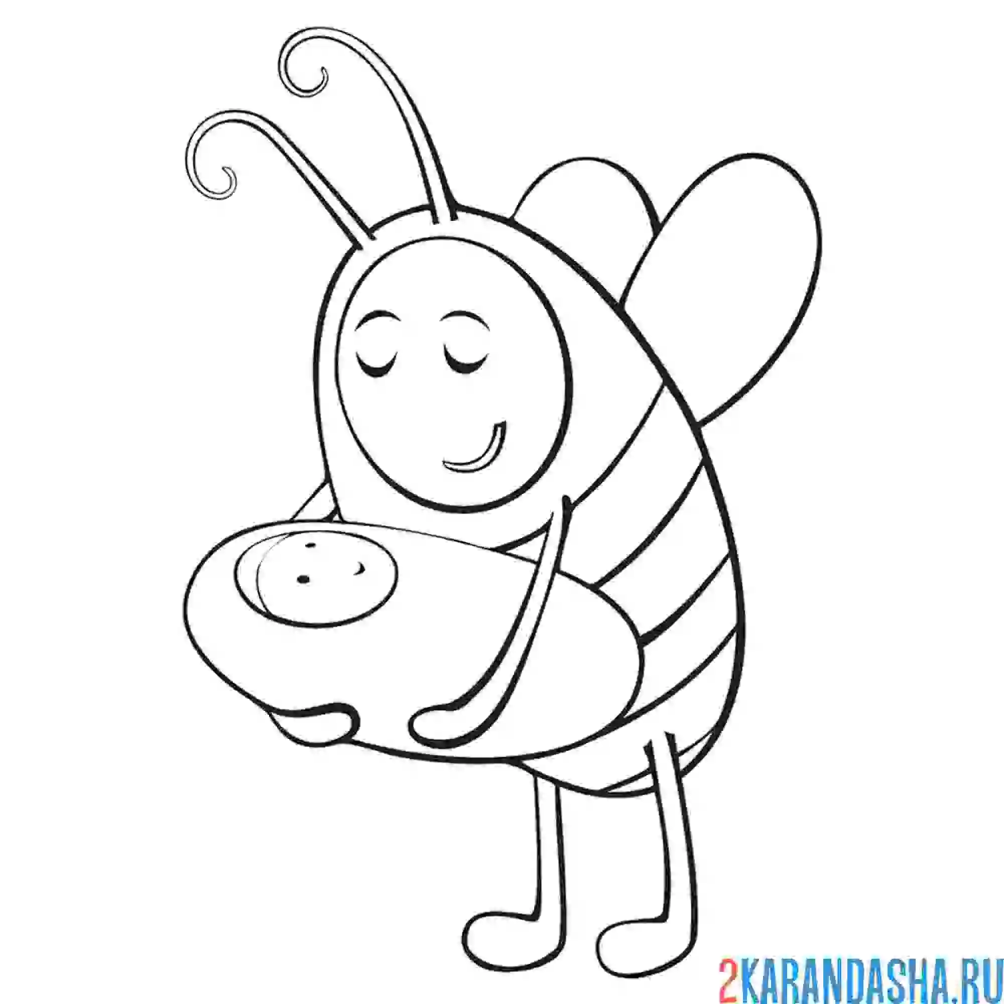 Раскраска пчелка мама