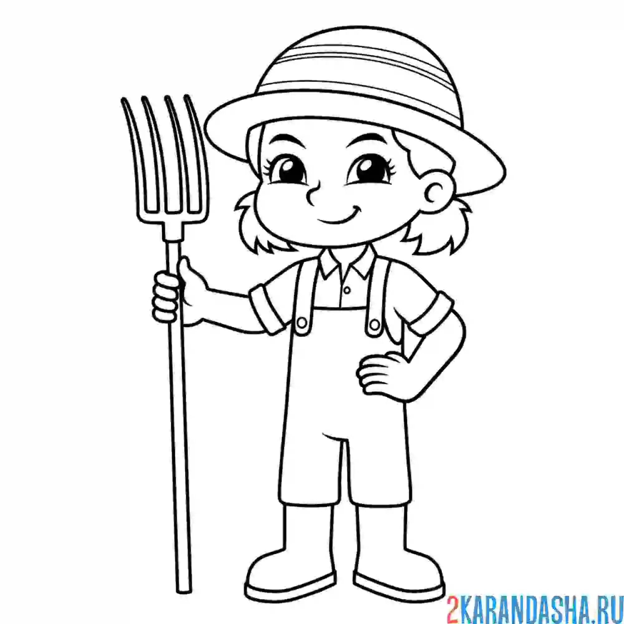 Раскраска девочка садовник