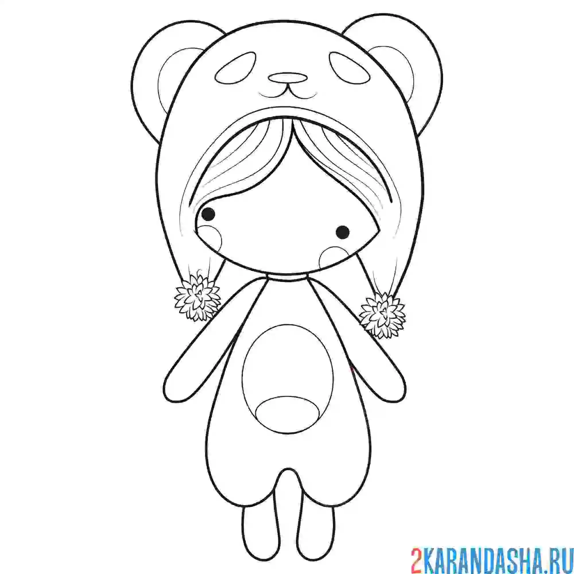 Раскраска кукла в шапке