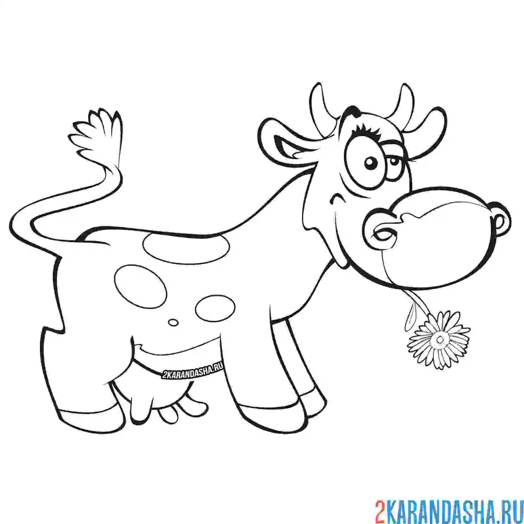 Раскраска коровка с цветочком