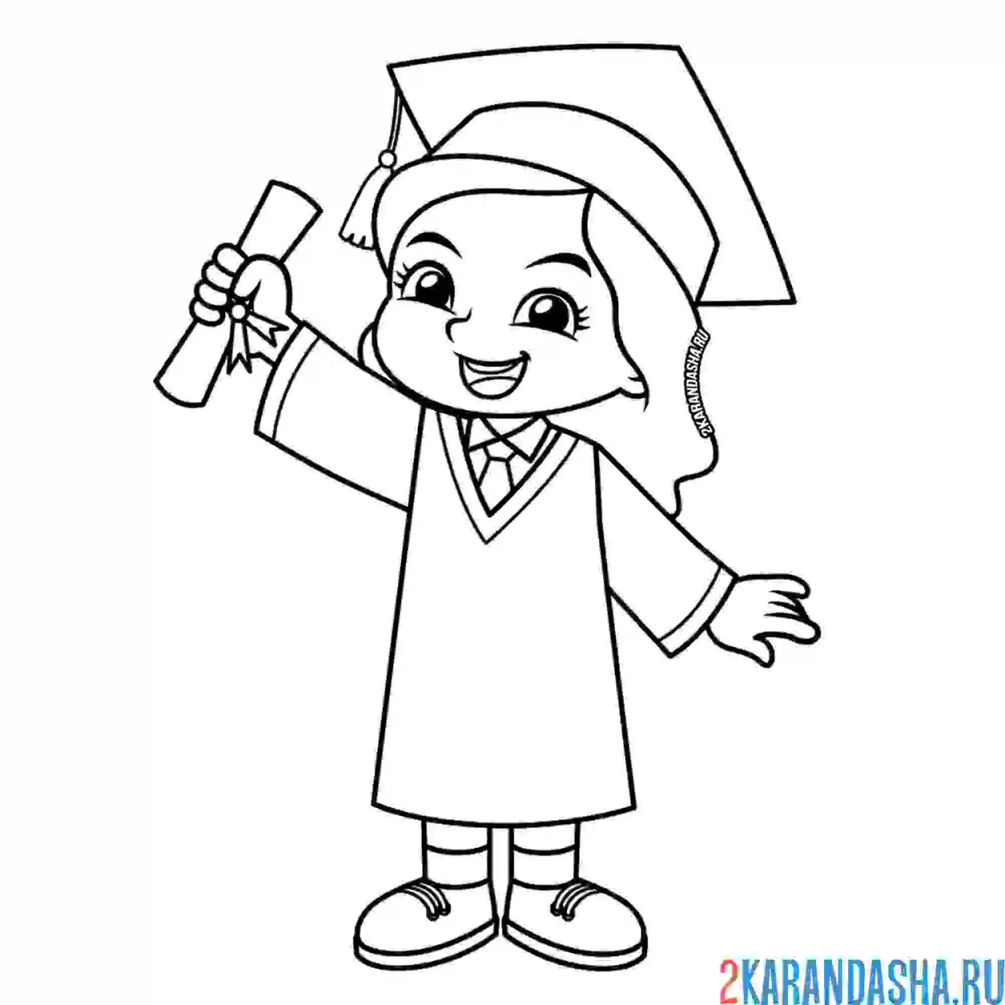 Раскраска девочка выпускница