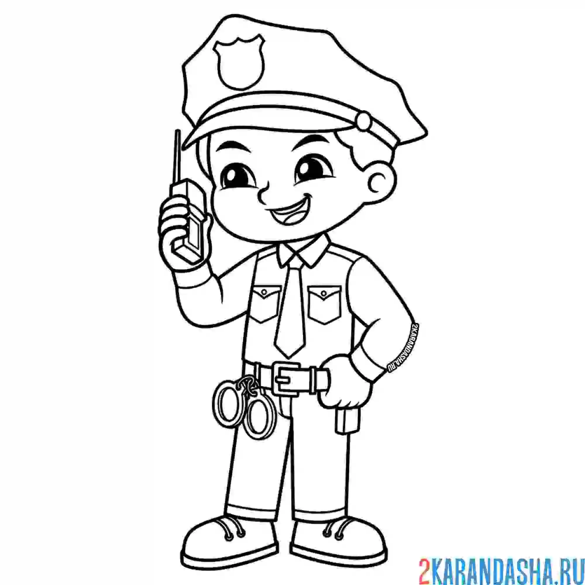 Раскраска мальчик полицейский профессия