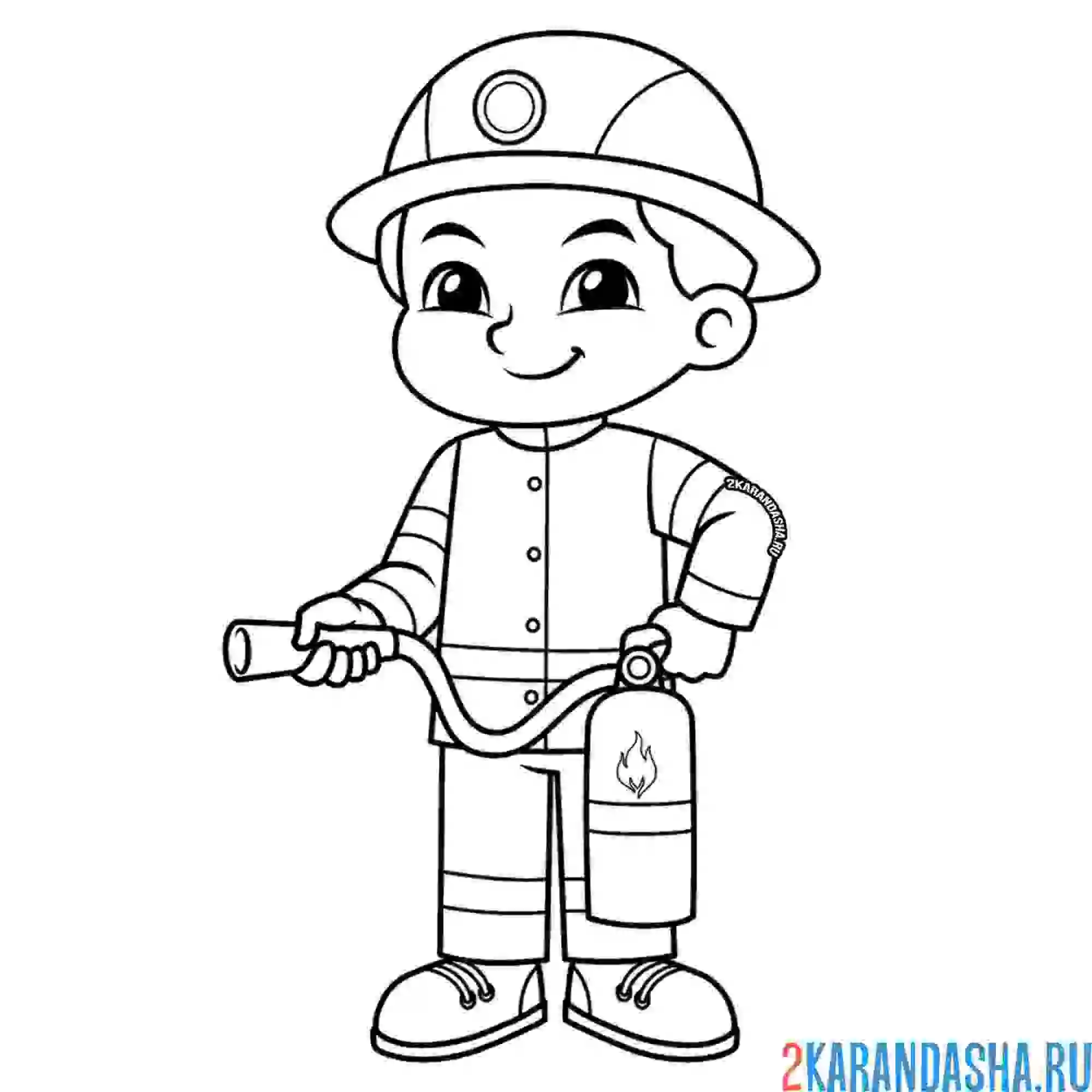 Раскраска мальчик пожарный профессия