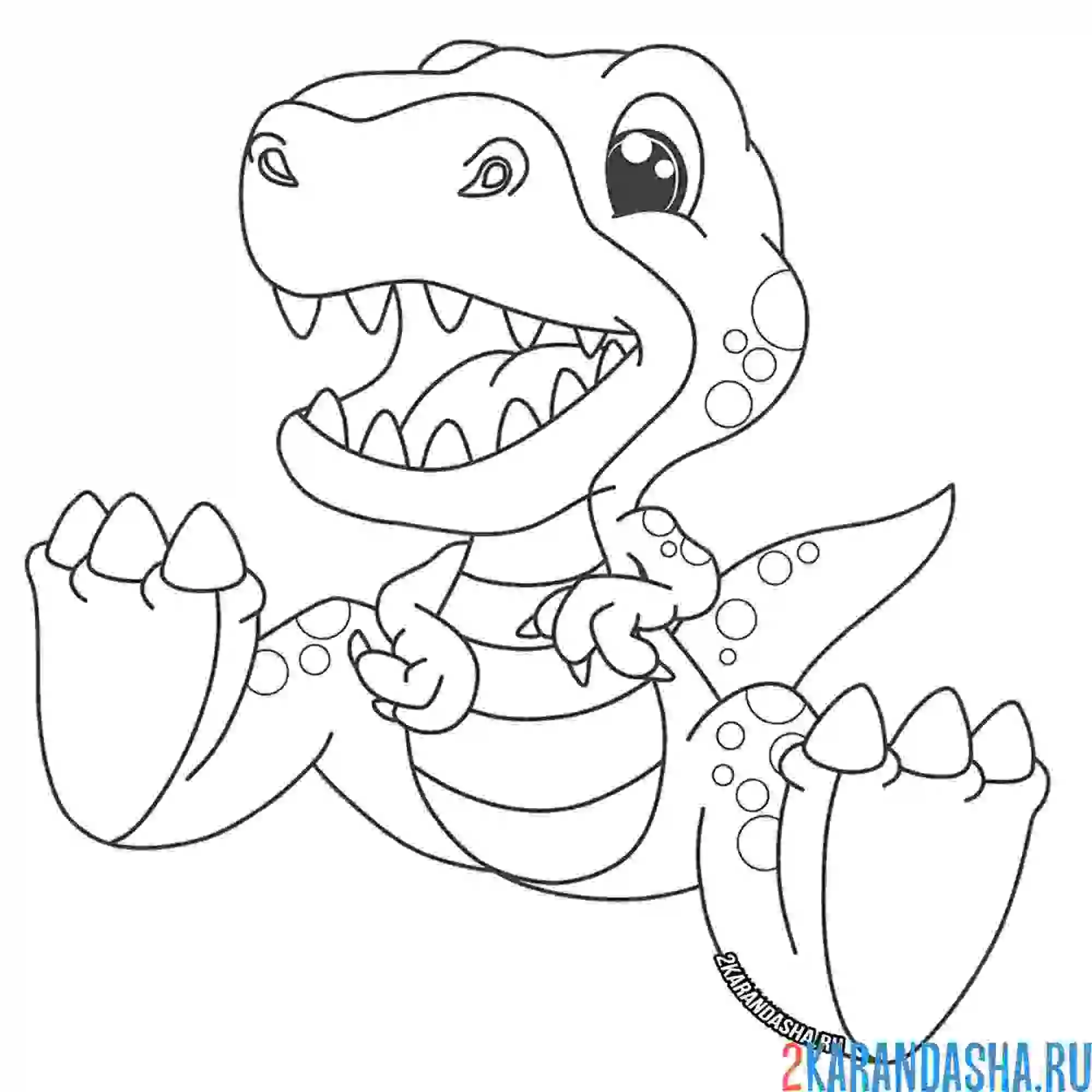Раскраска динозаврик сидит