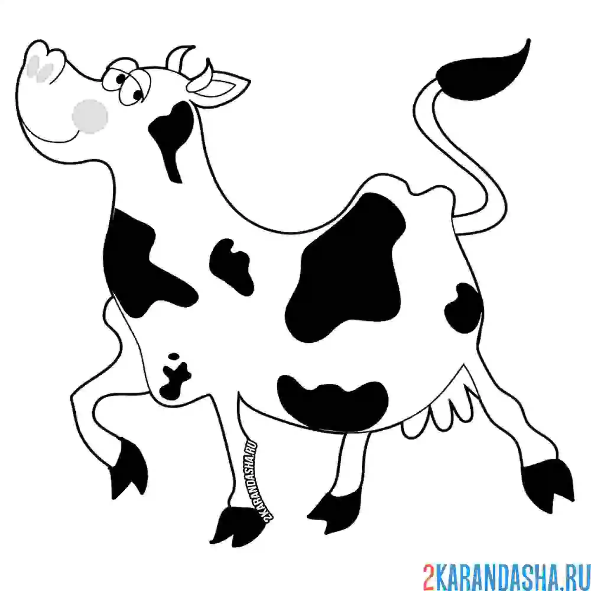 Раскраска коровка бежит