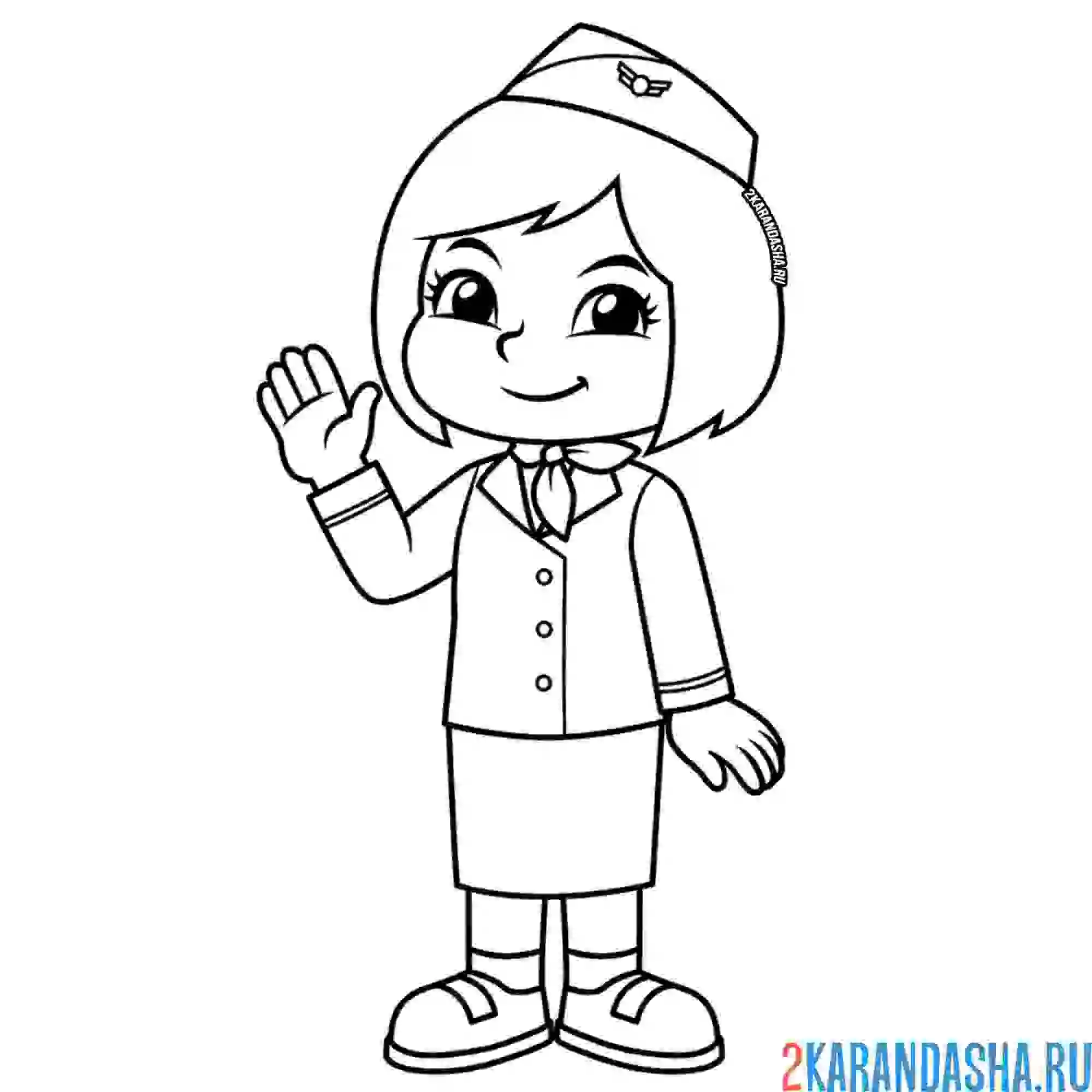 Раскраска девочка стюардесса профессия
