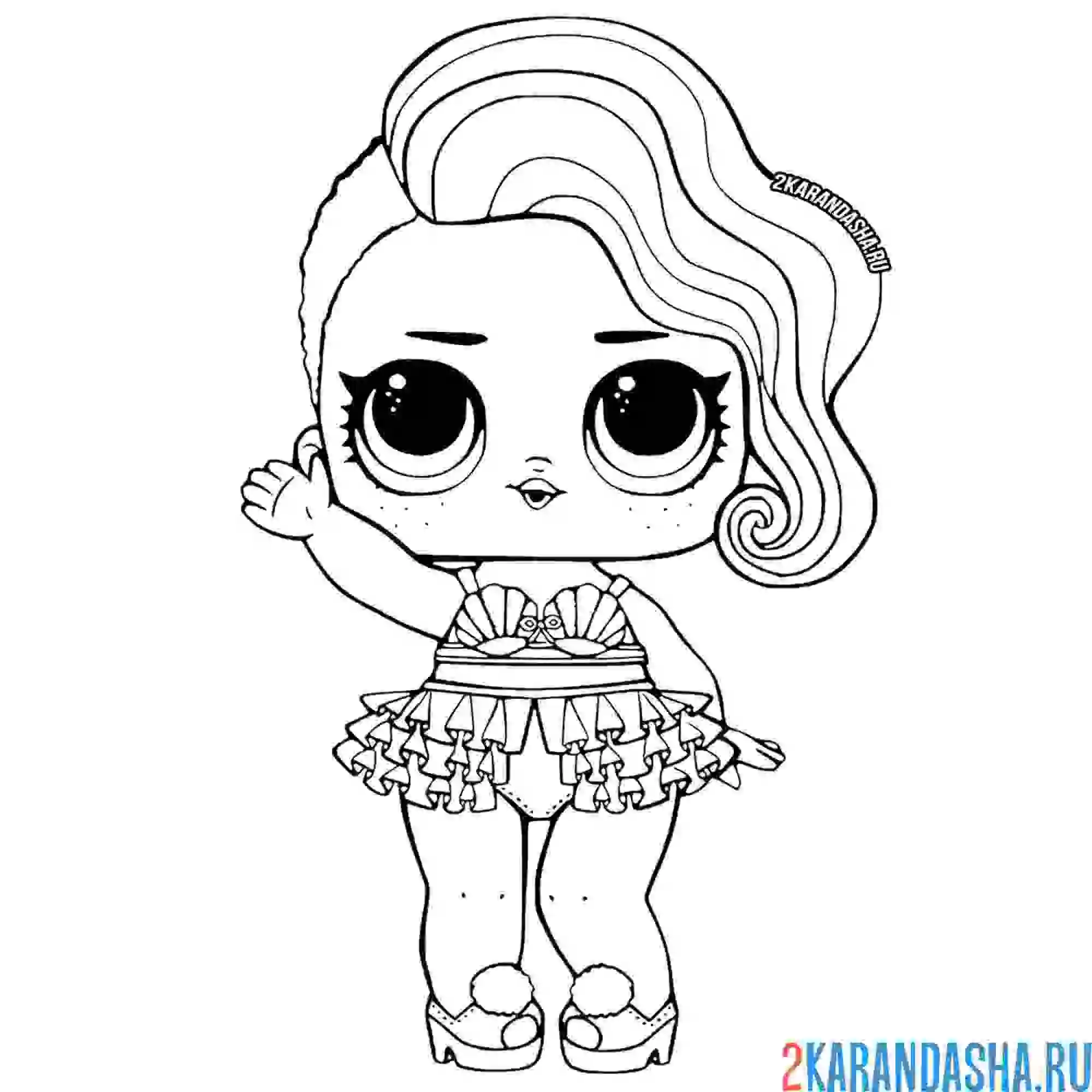 Раскраска кукла лол морская королева (treasure)