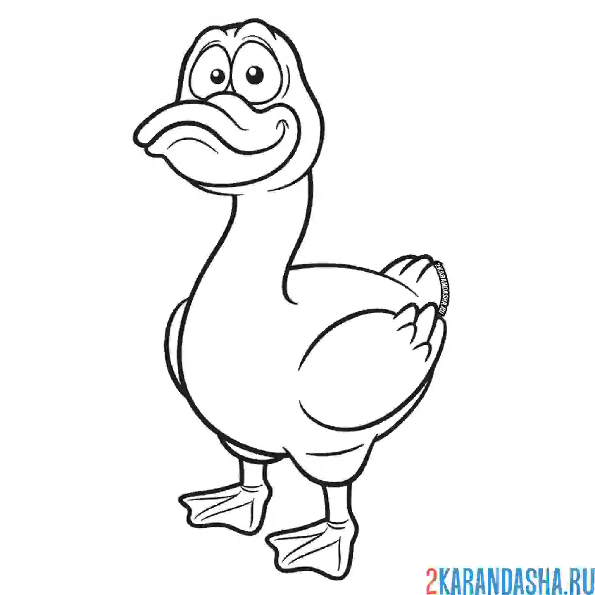 Раскраска забавная утка