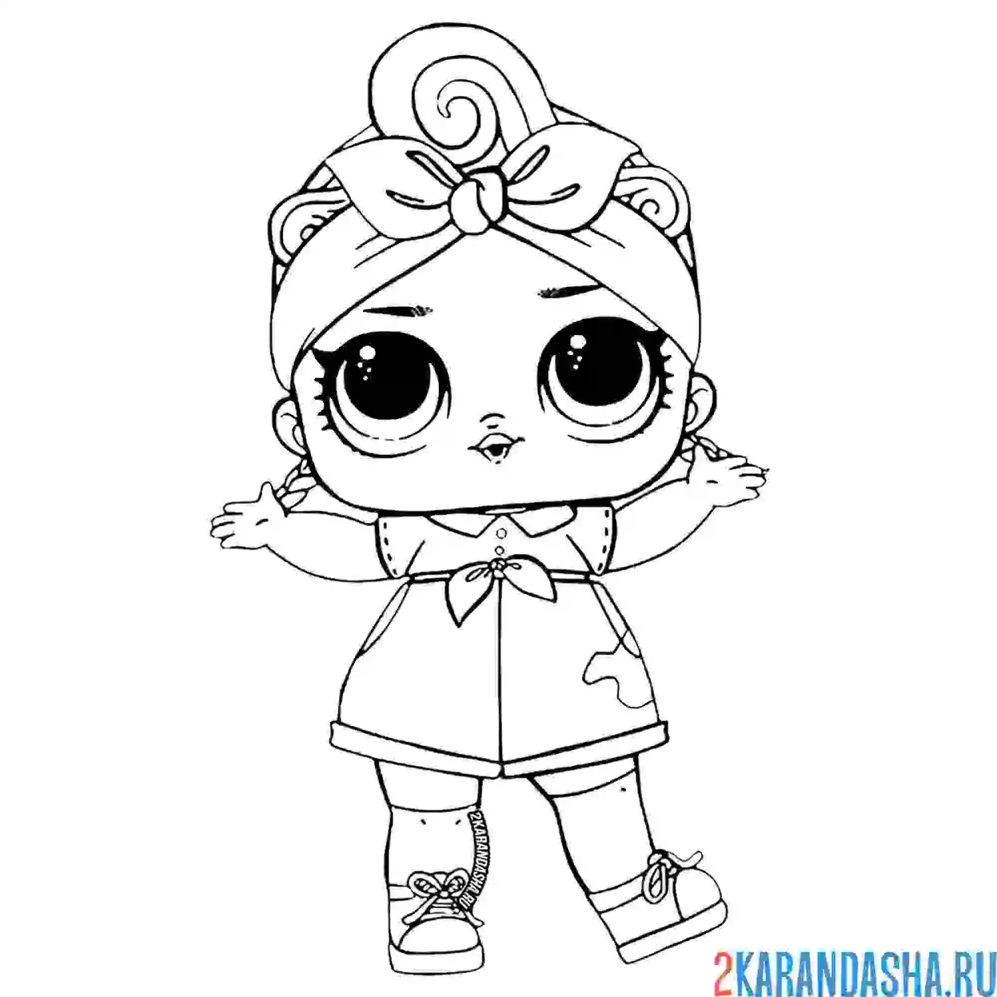 Раскраска лол кукла коротышка (shorty) в платье