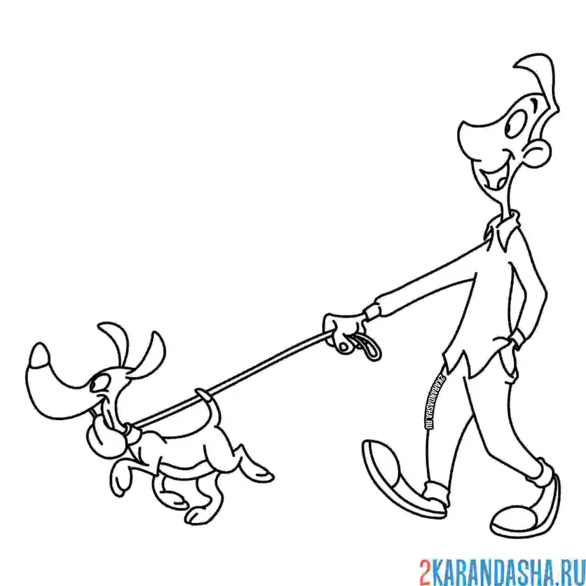 Раскраска хозяин и собака