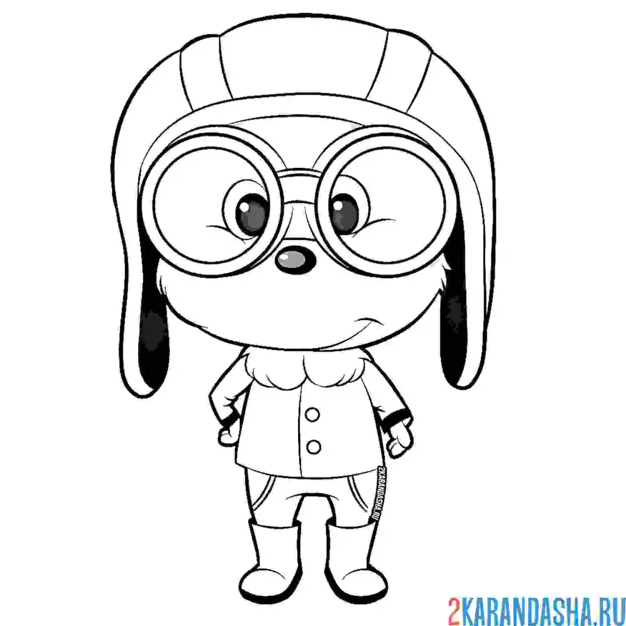 Раскраска собака летчик