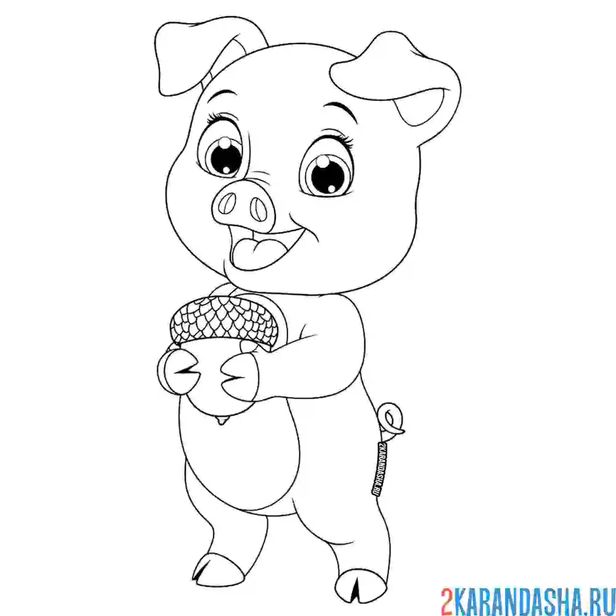 Раскраска милый поросенок