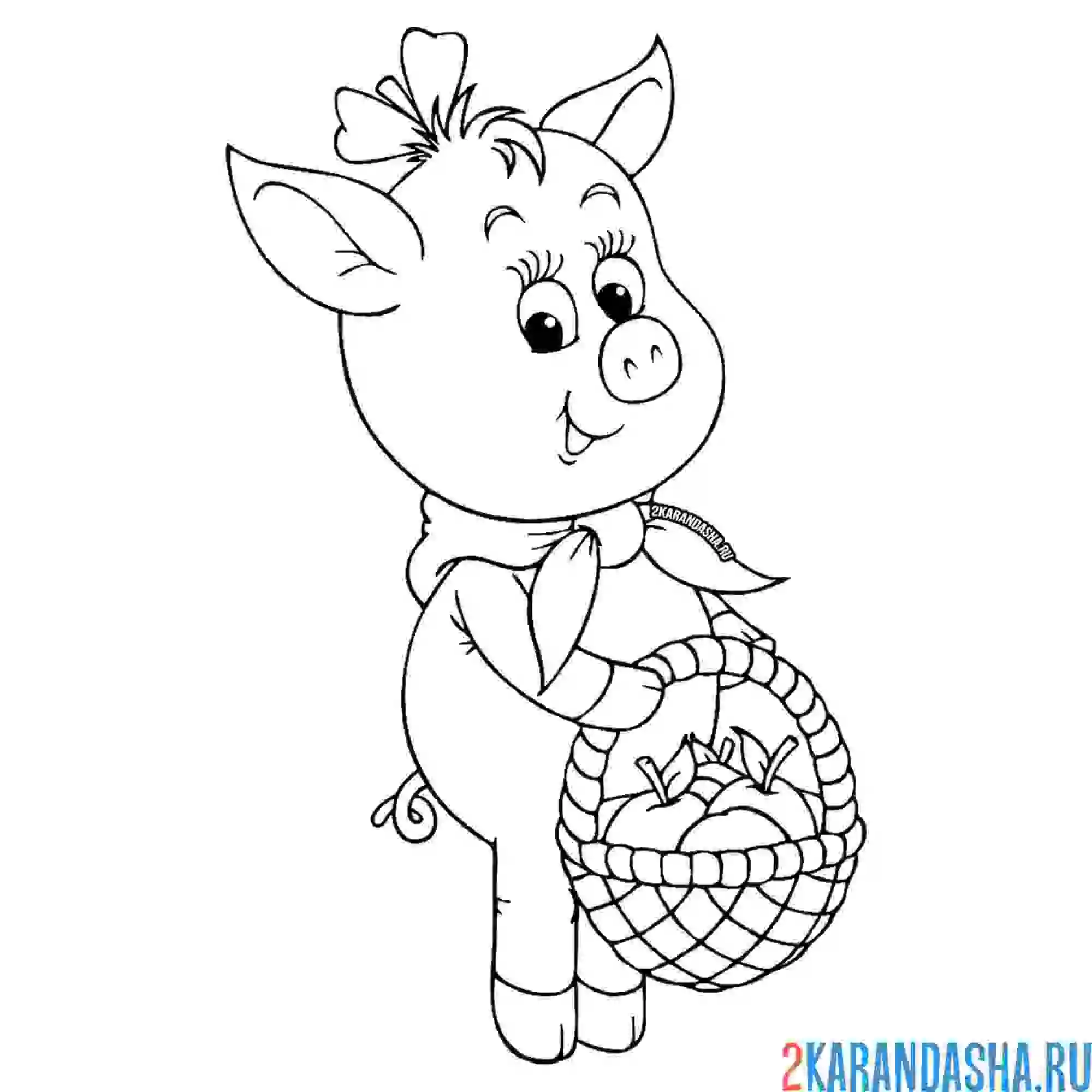 Раскраска девочка свинка