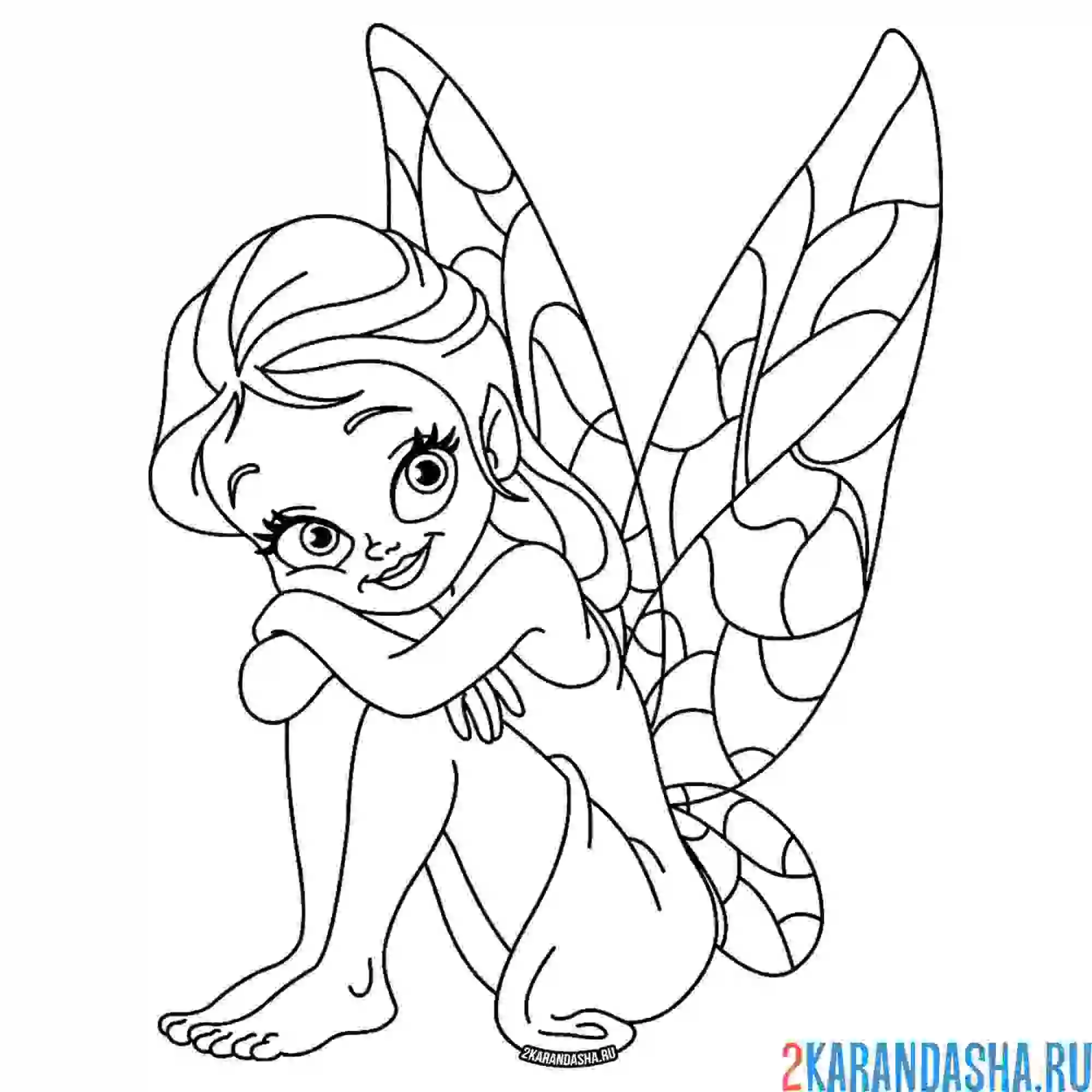 Раскраска милая фея