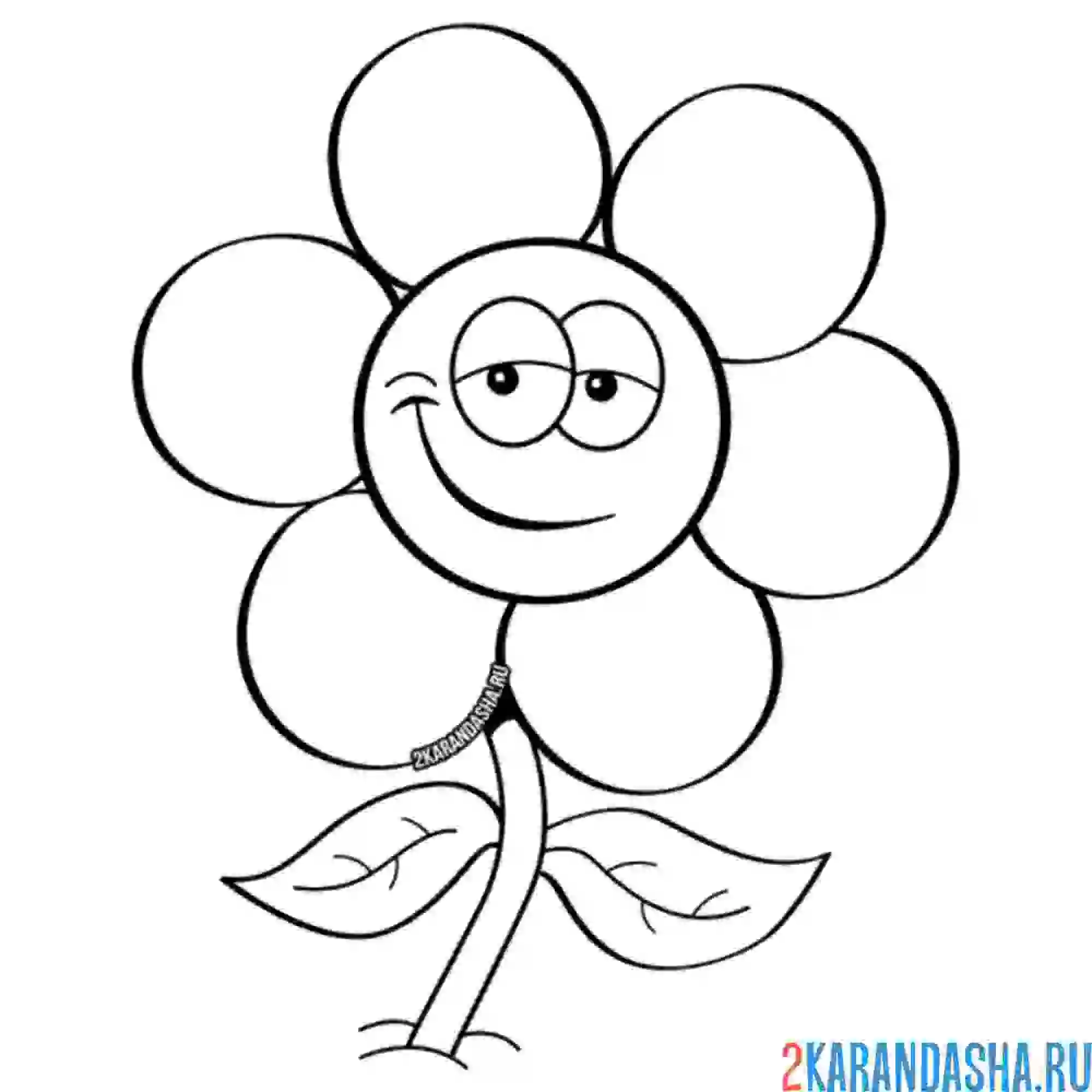 Раскраска забавная ромашка