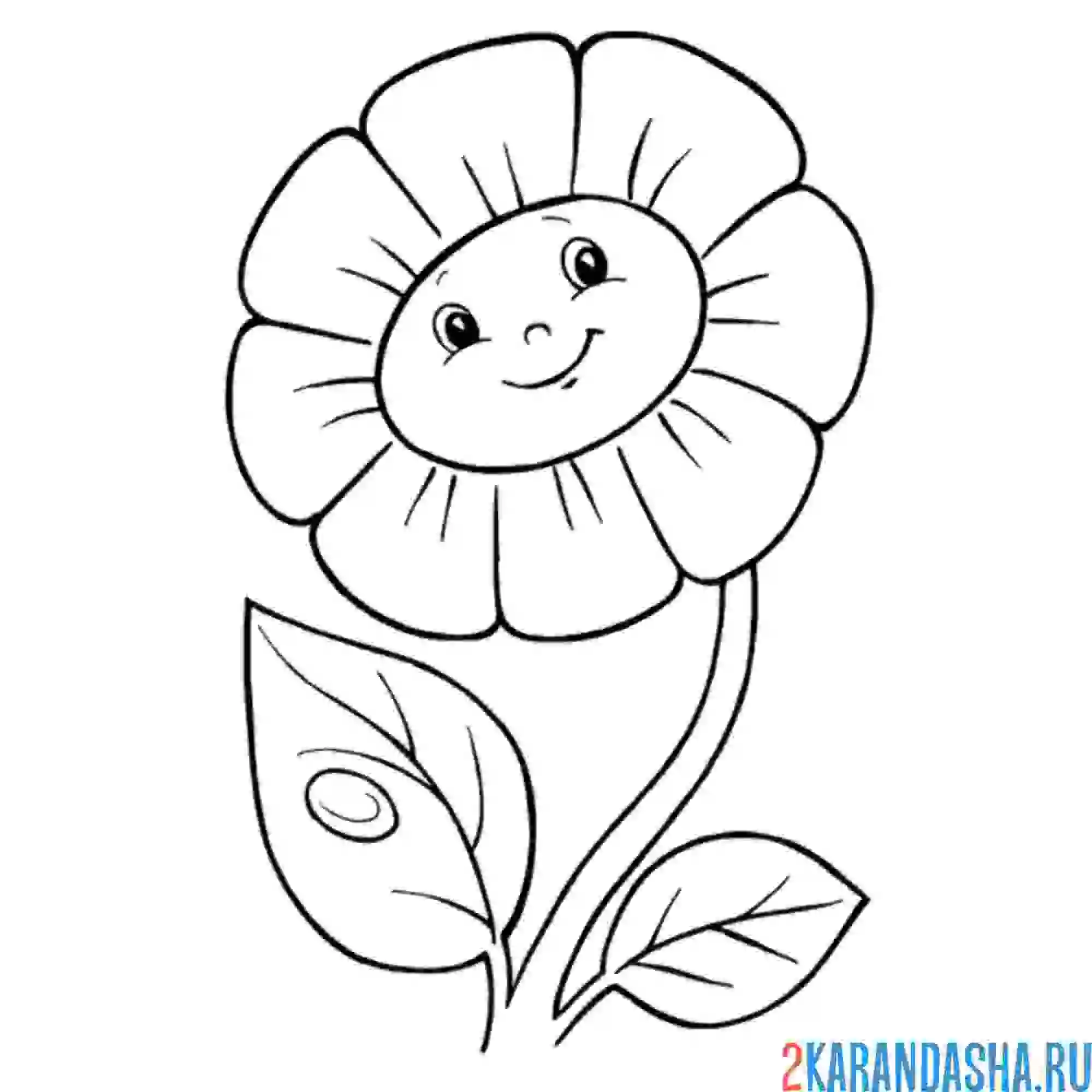 Раскраска ромашка мило улыбается