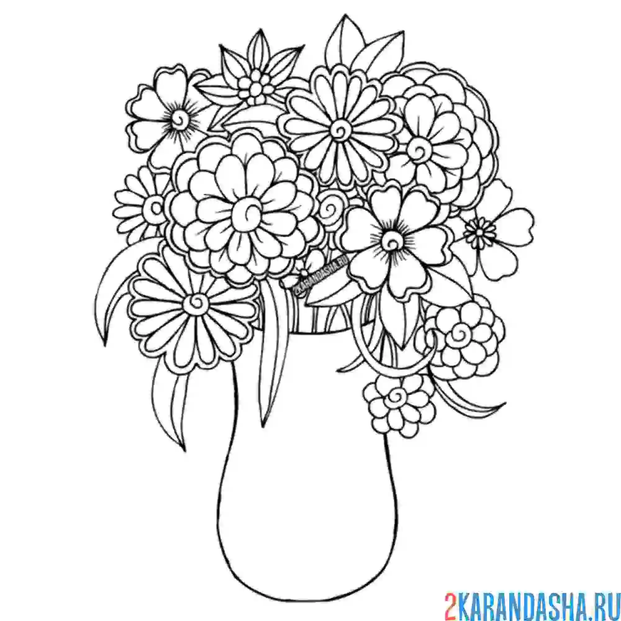 Раскраска букет полевых цветов