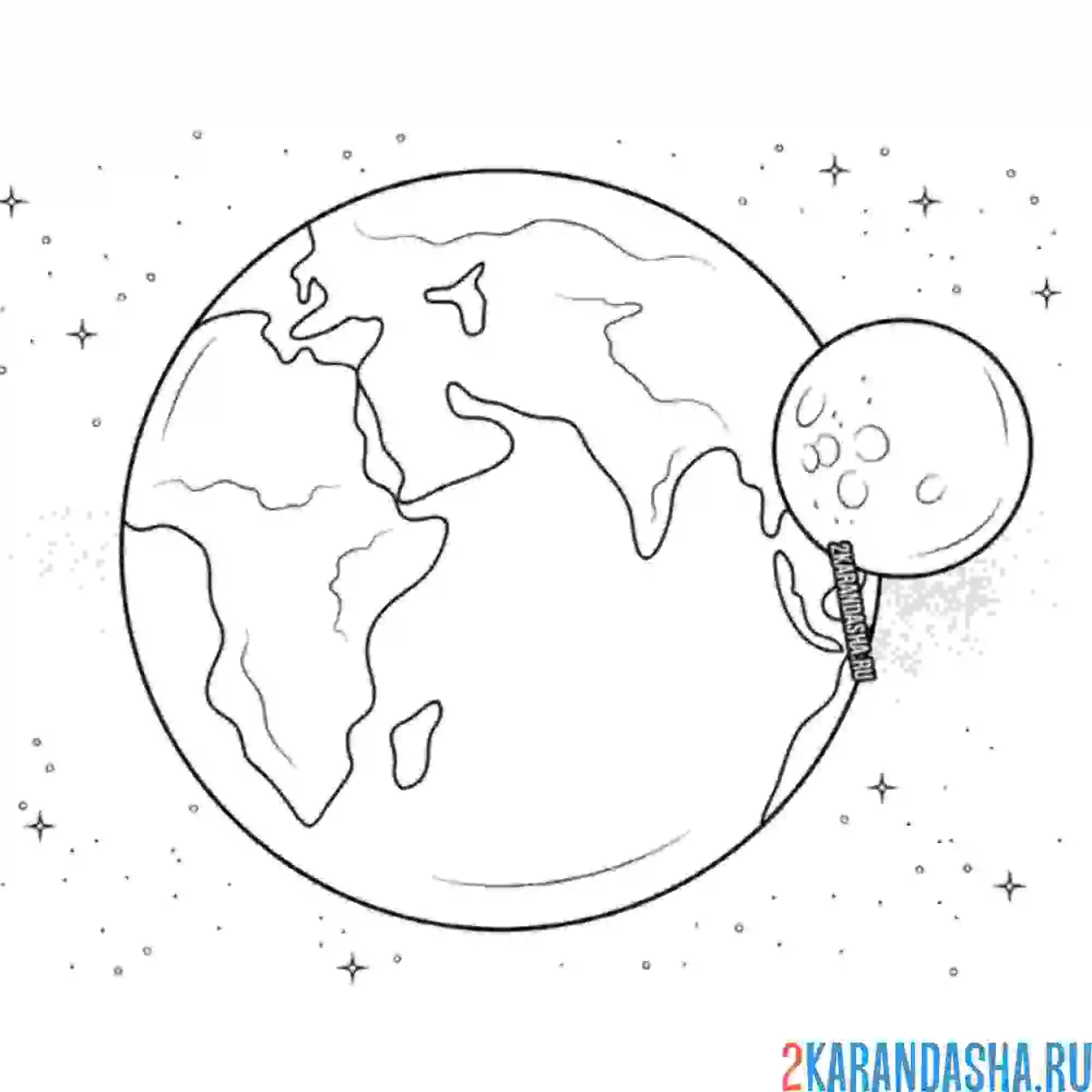 Раскраска планета земля и спутник луна