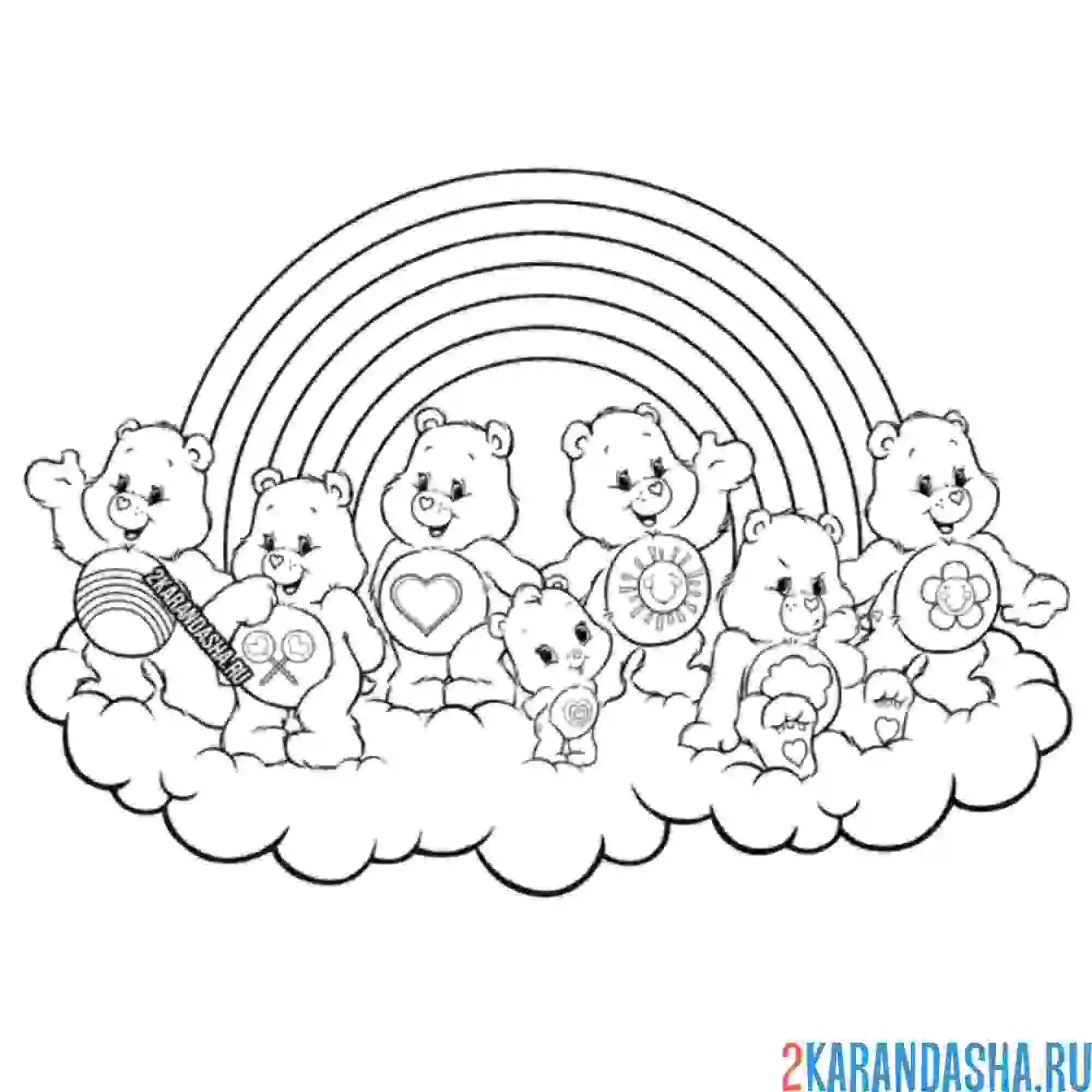 Раскраска мишки на радуге