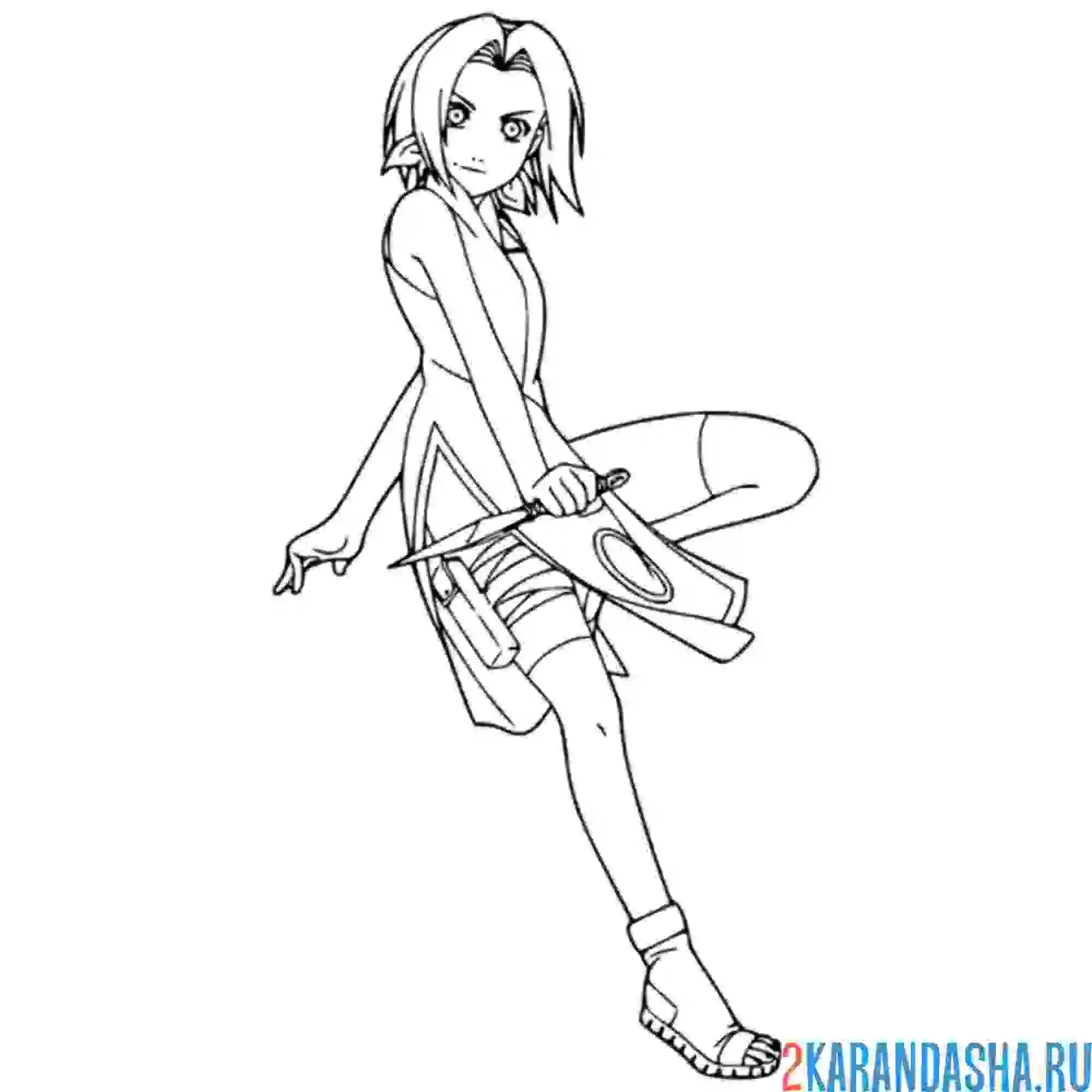 Раскраска сакура из наруто