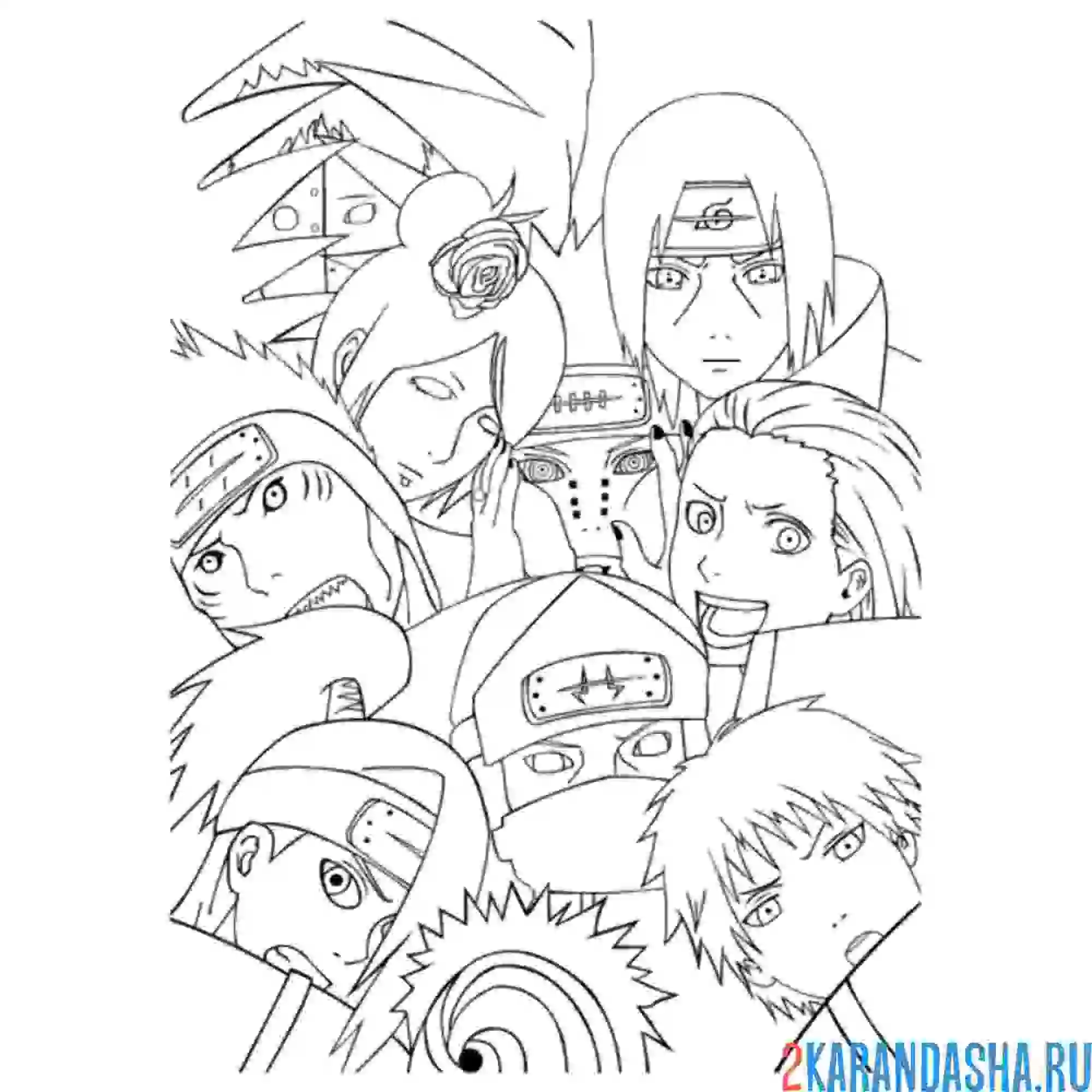Раскраска персонажи наруто