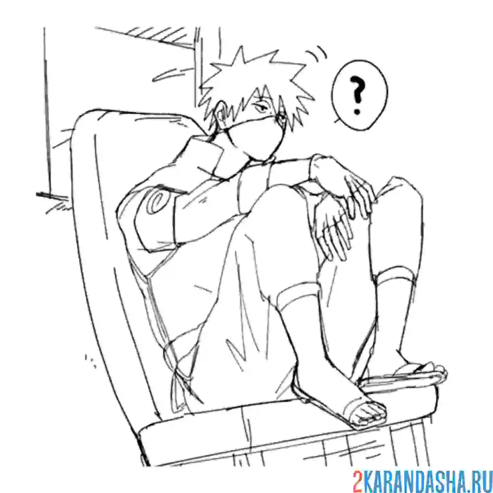 Раскраска какаши грустит