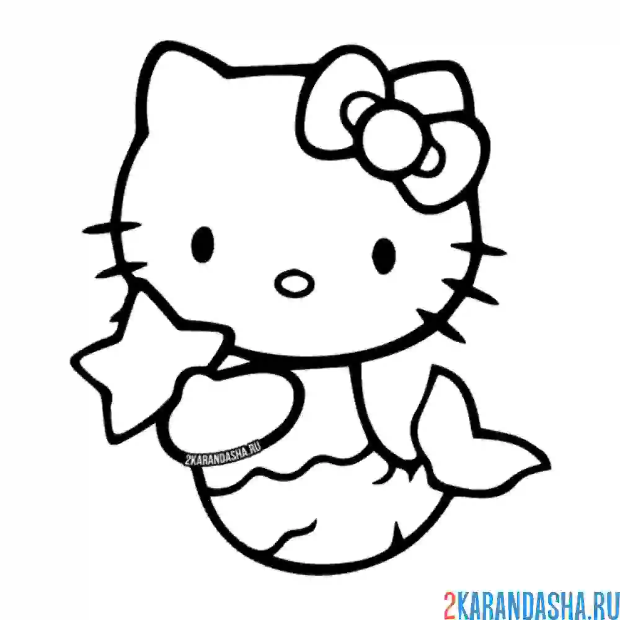 Раскраска русалка хелло китти