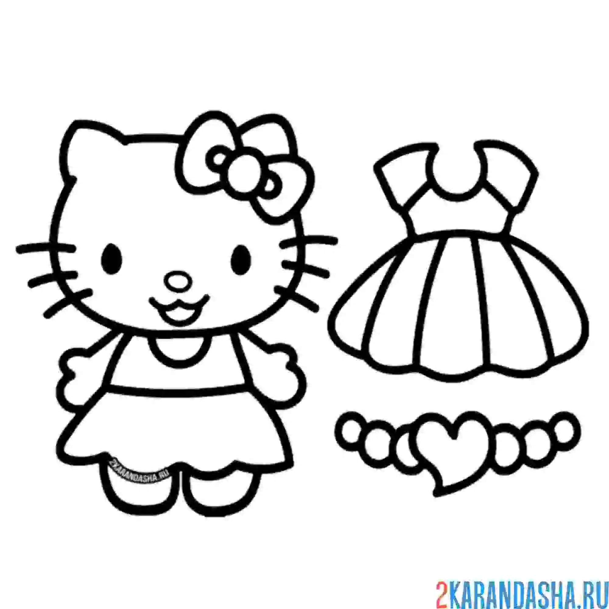 Раскраска новое платье хелло китти