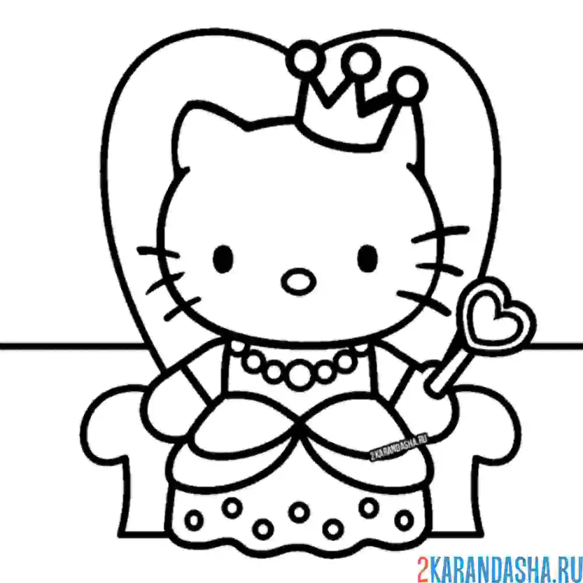 Раскраска принцесса хелло китти на троне