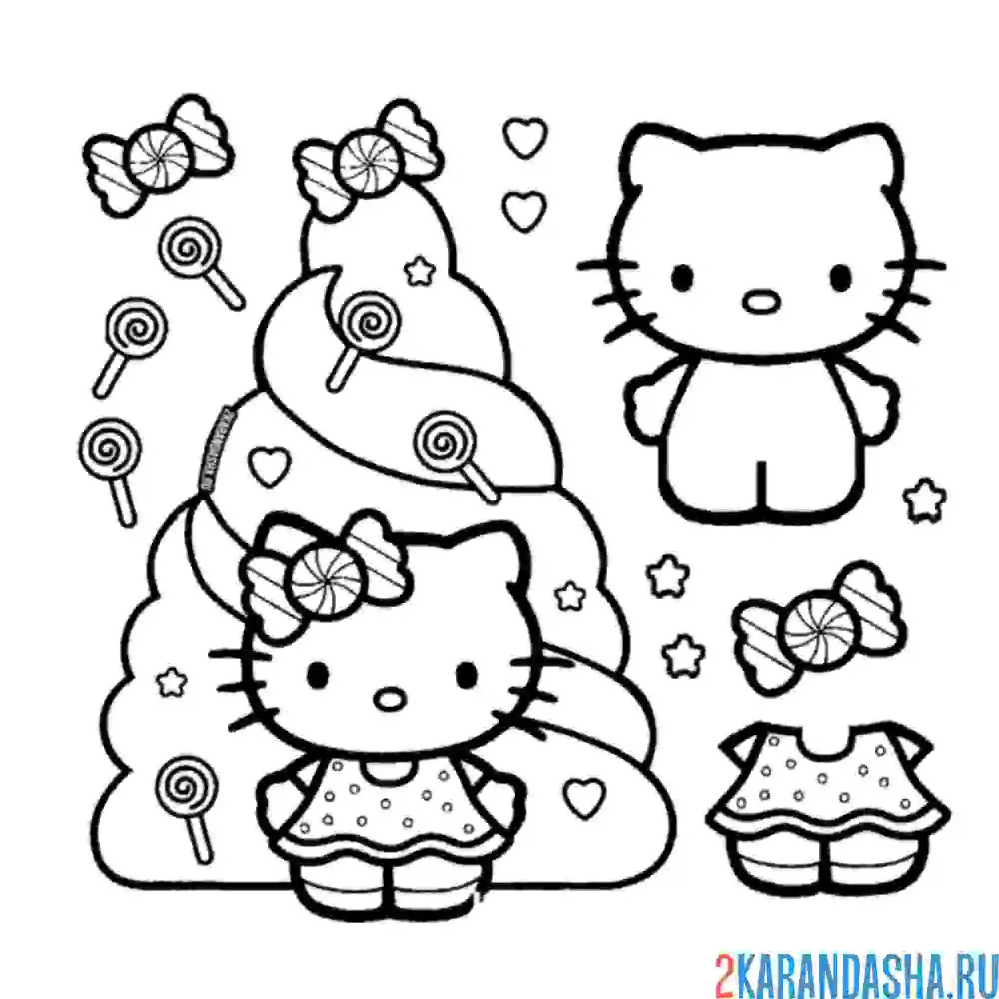 Раскраска хелло китти вырежи платье