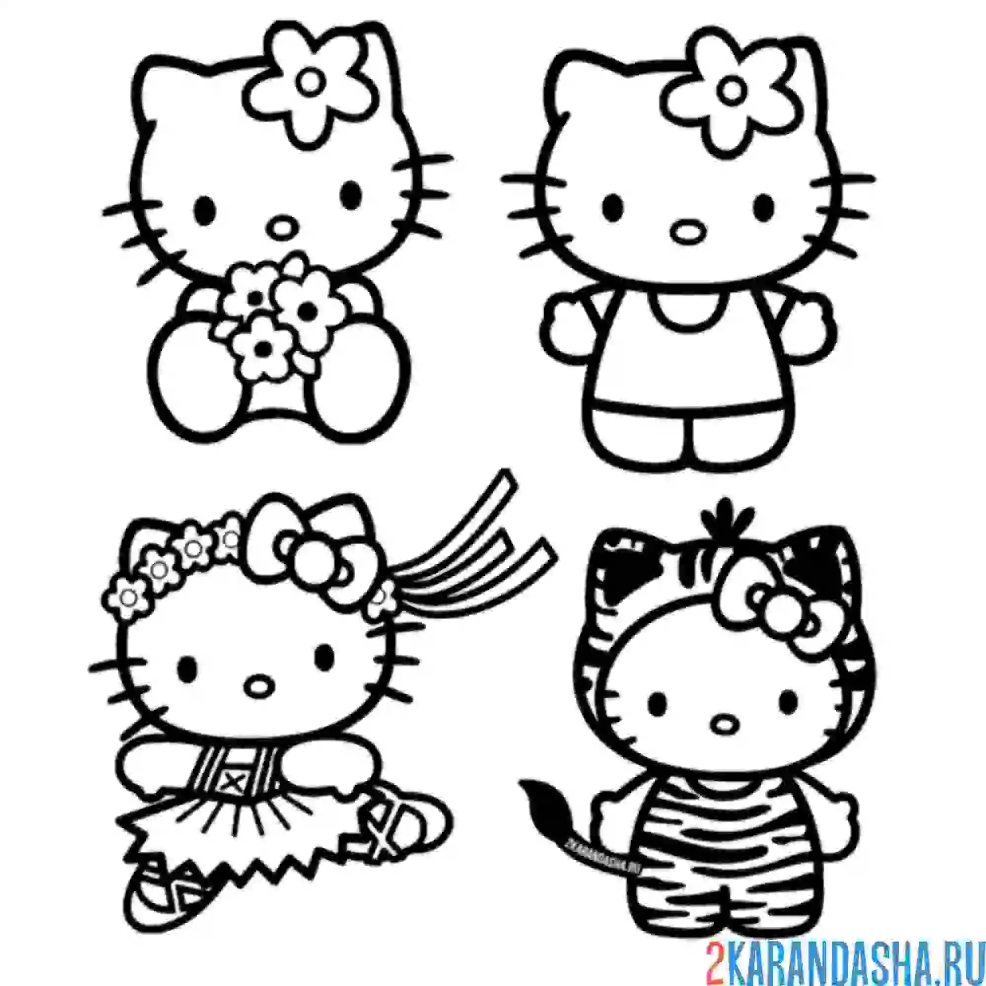 Раскраска хелло китти 4 картинки