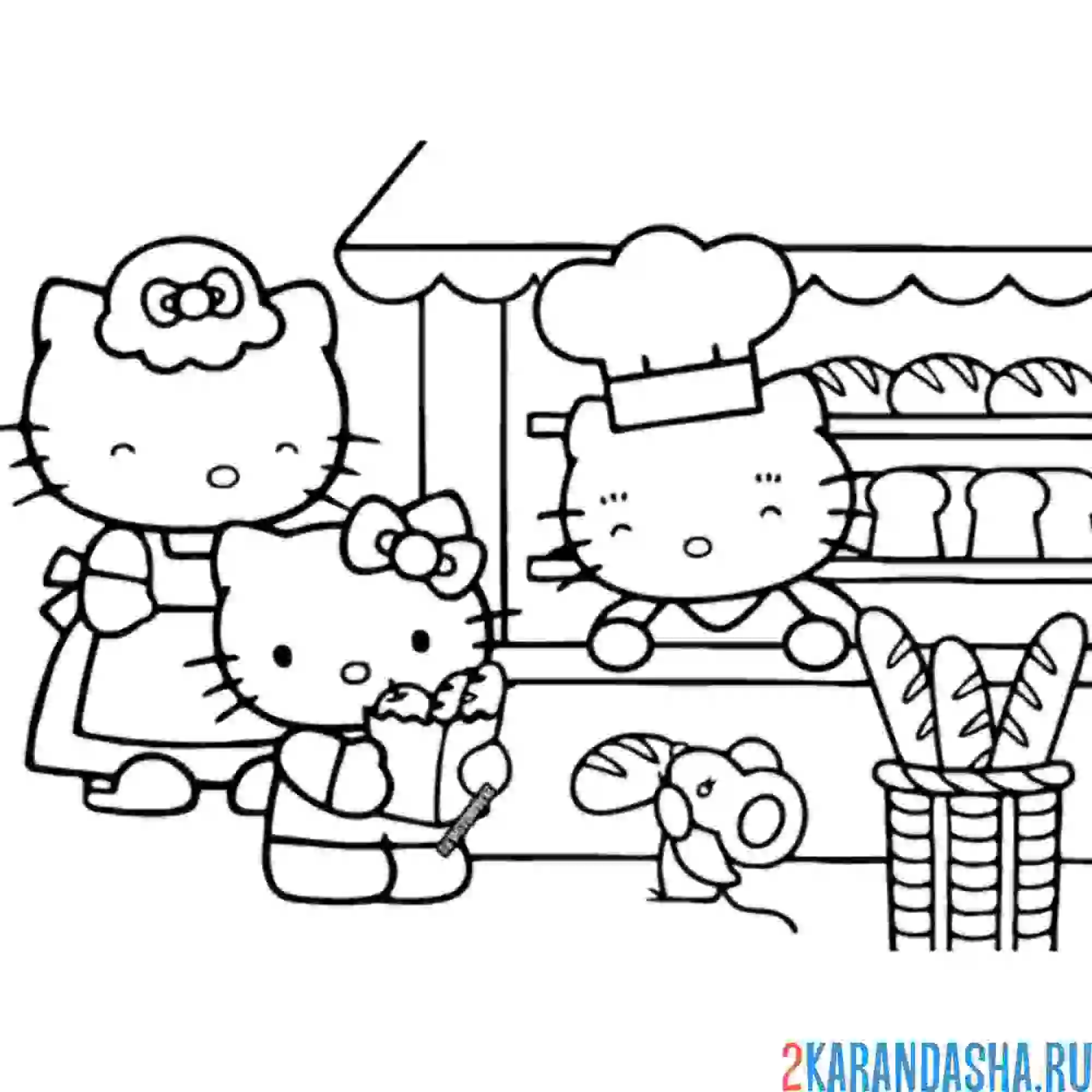 Раскраска хелло китти всей семьей