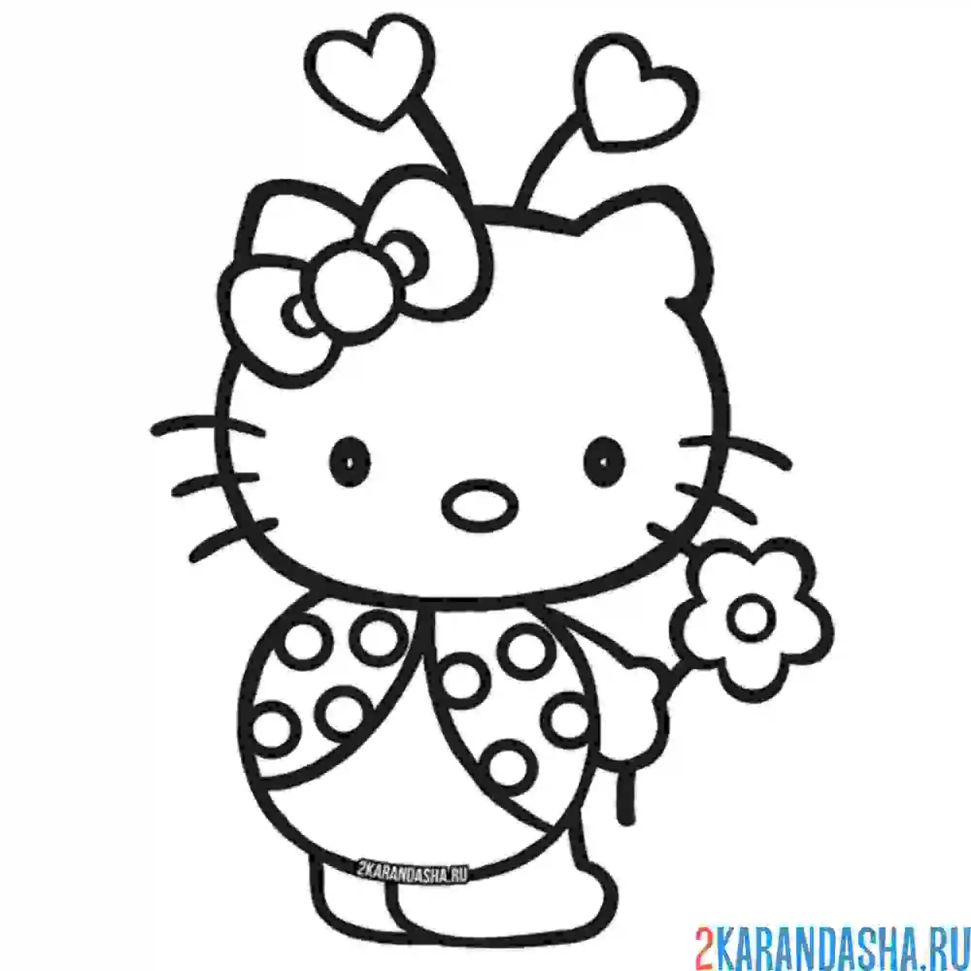 Раскраска хелло китти божья коровка