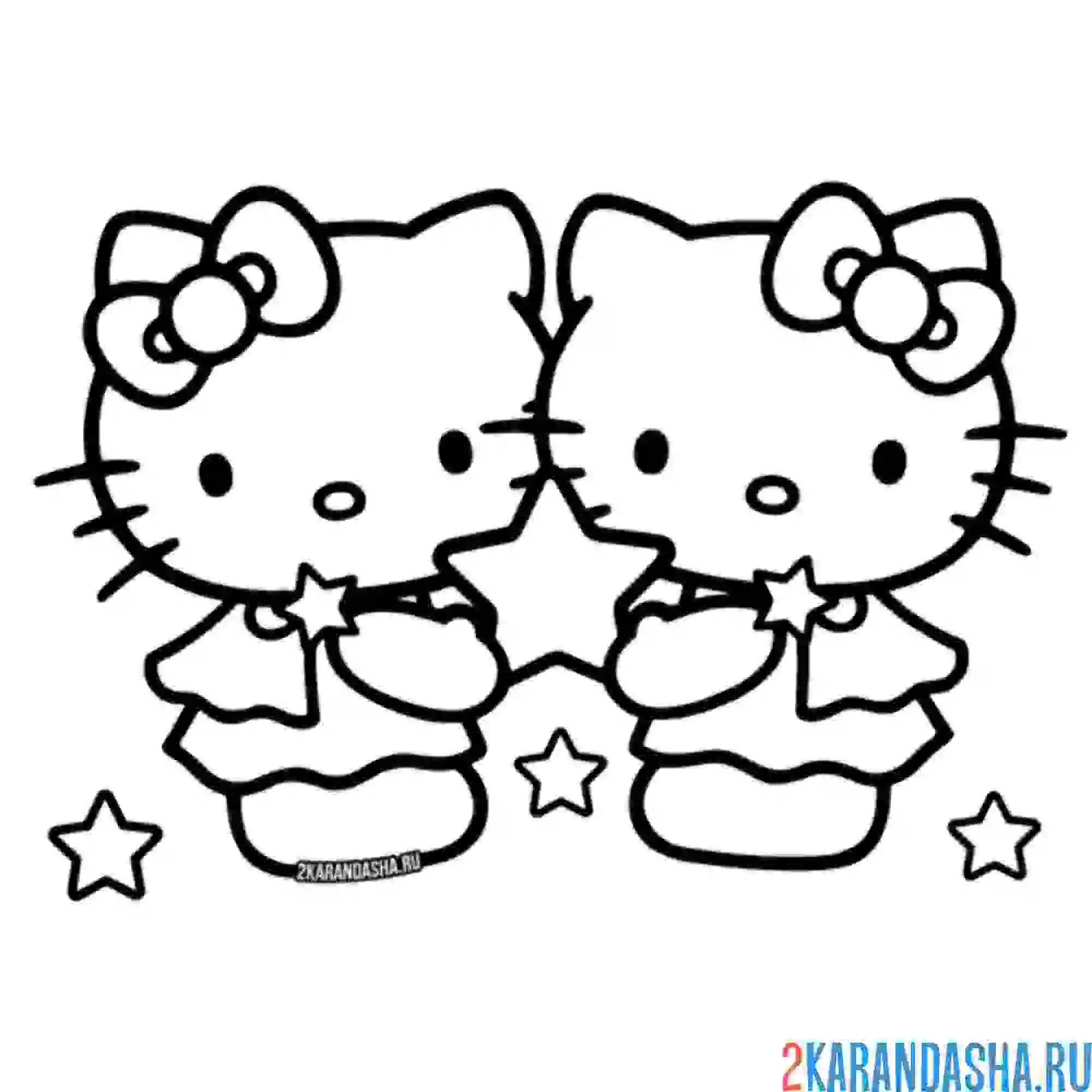 Раскраска хелло китти играет с сестрой