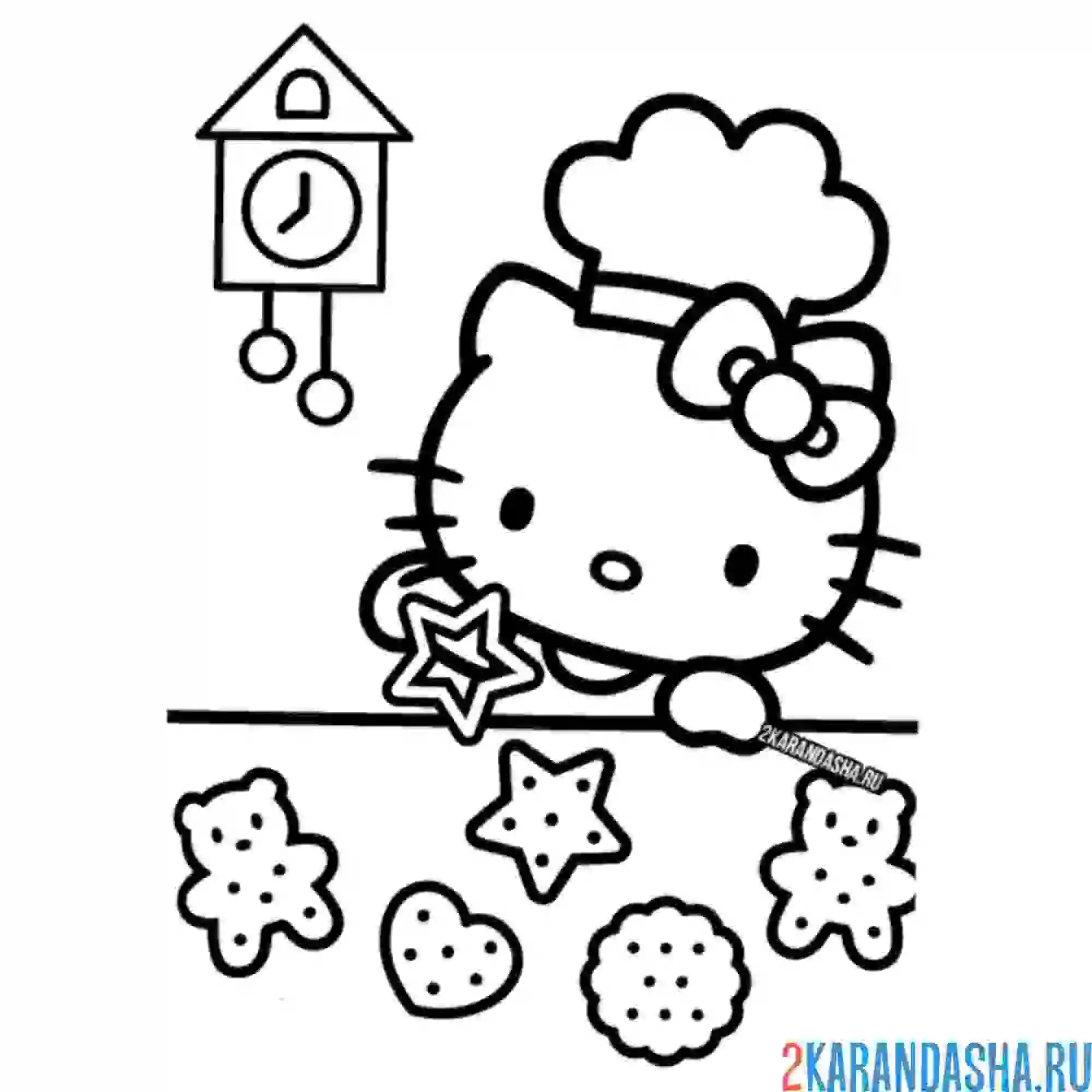 Раскраска хелло китти и печенья