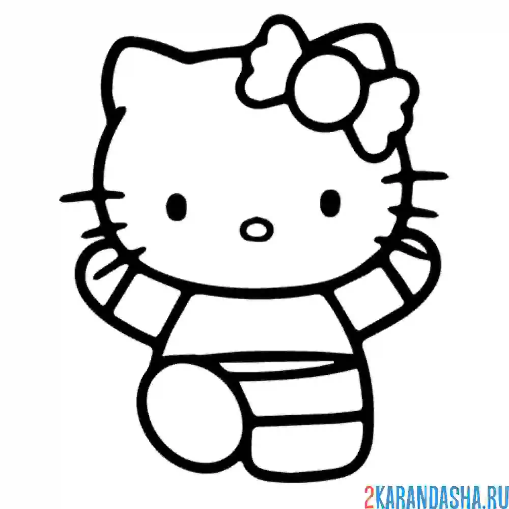 Раскраска хелло китти радостно бежит