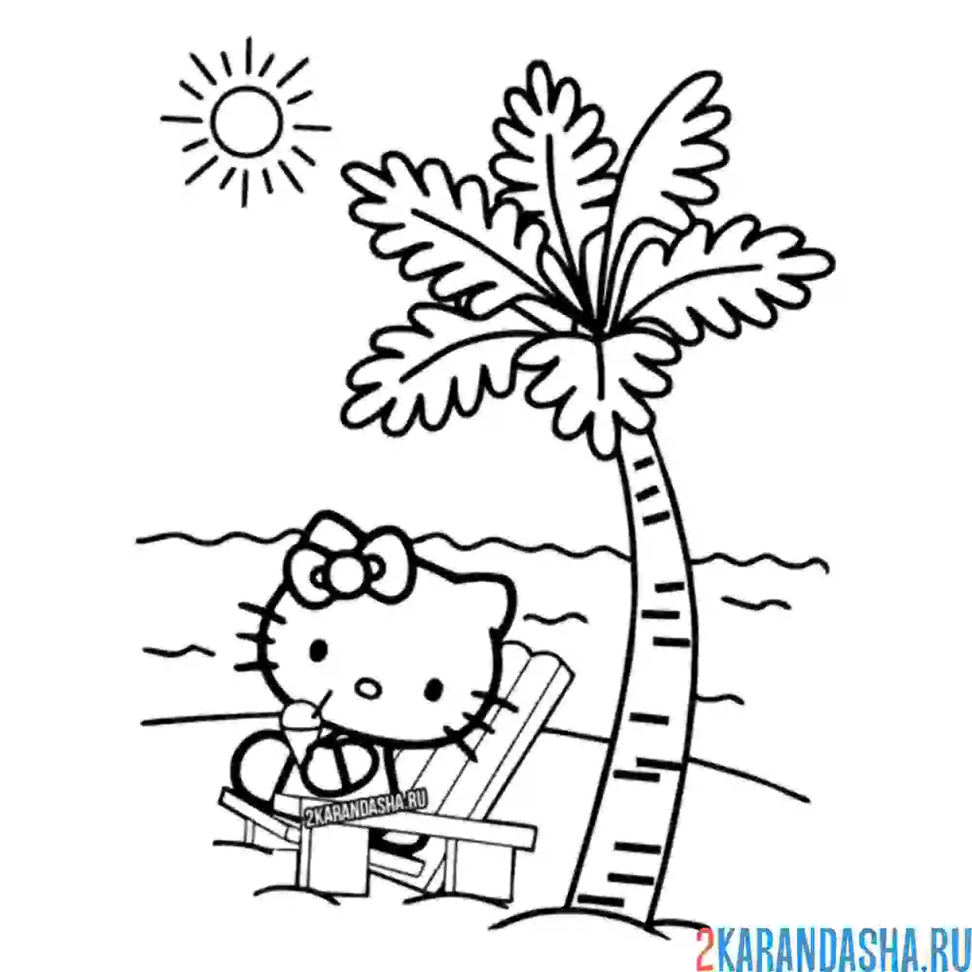 Раскраска хелло китти на море