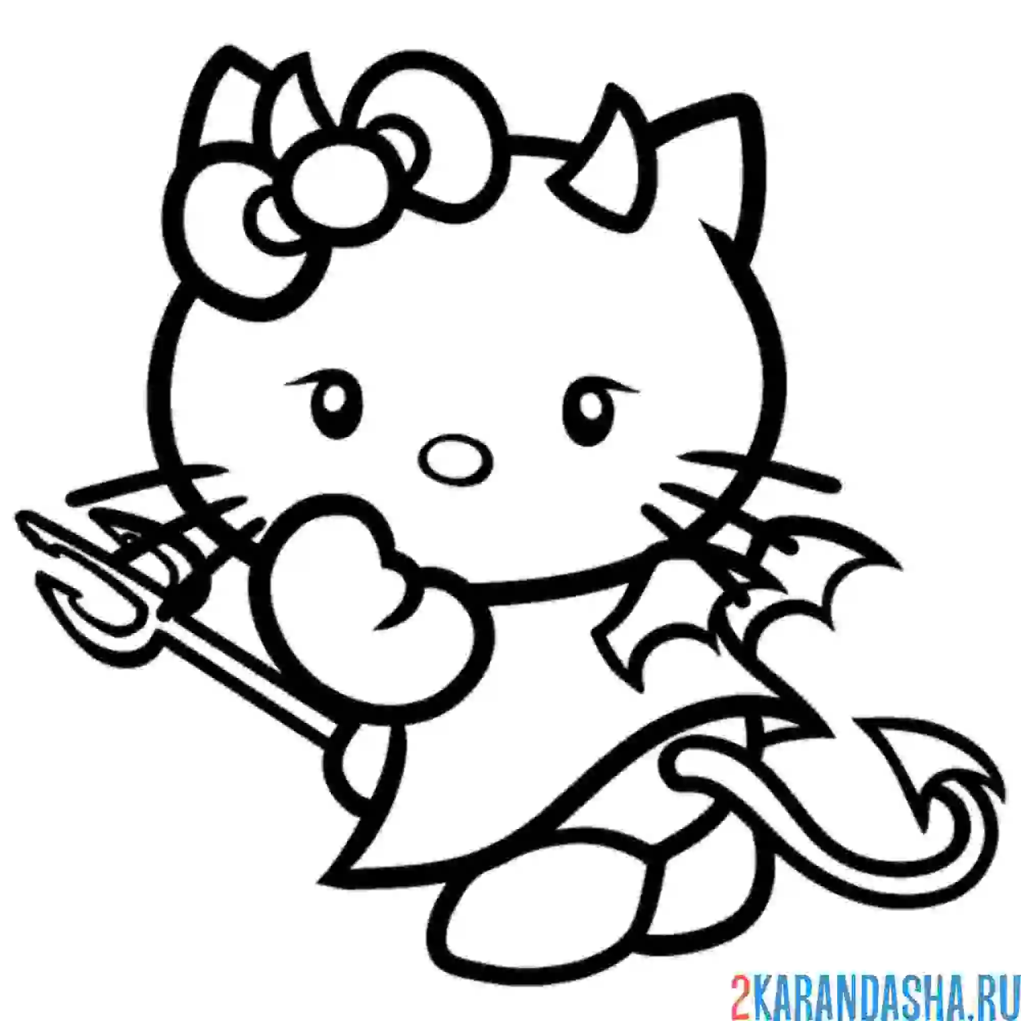 Раскраска хелло китти чертенок
