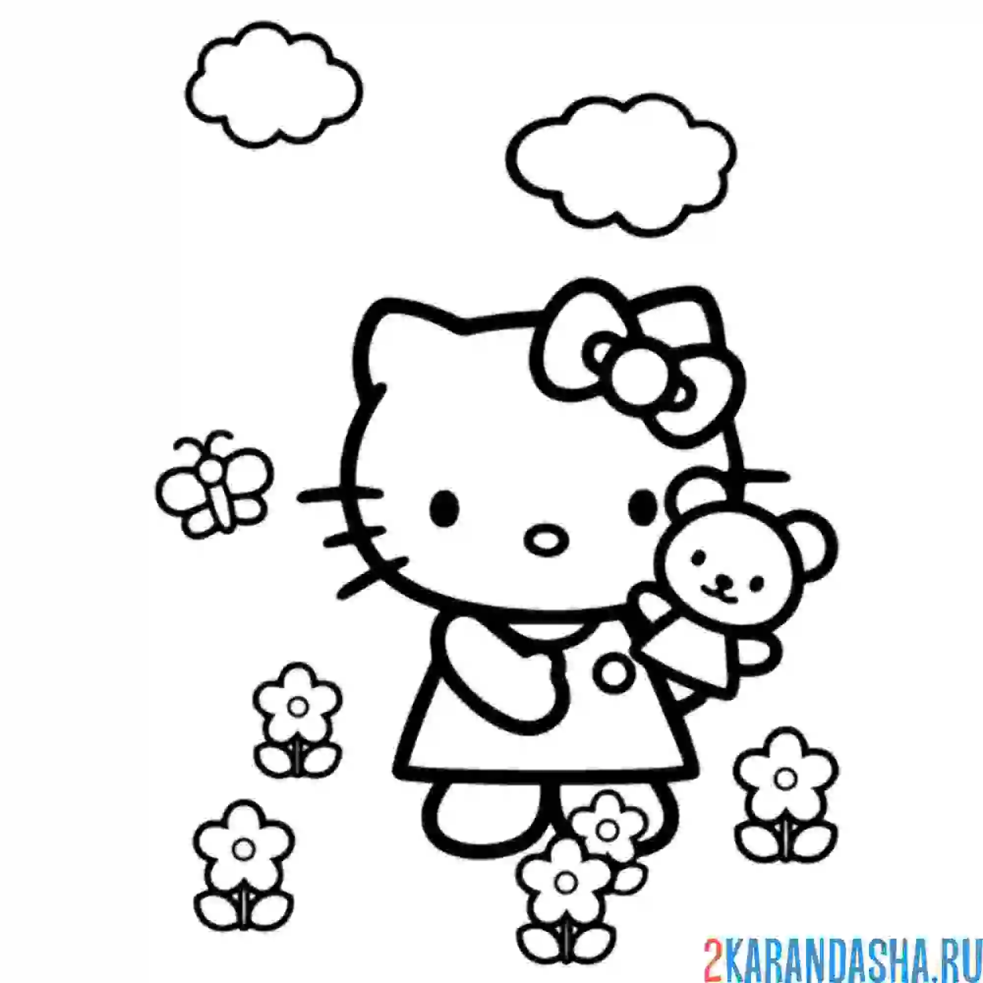 Раскраска хелло китти с игрушкой