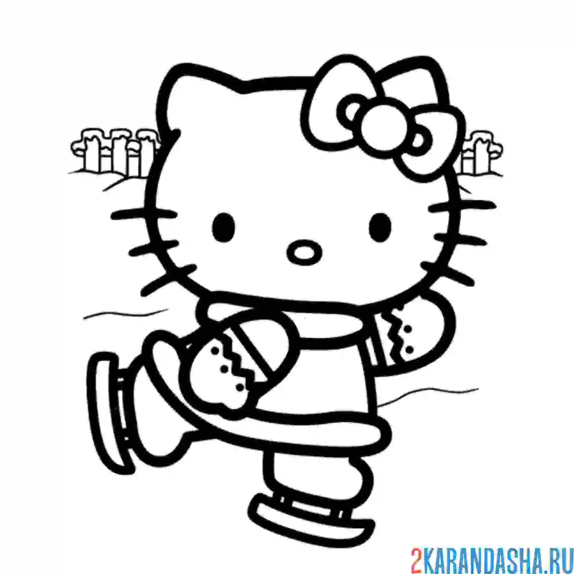 Раскраска хелло китти на коньках