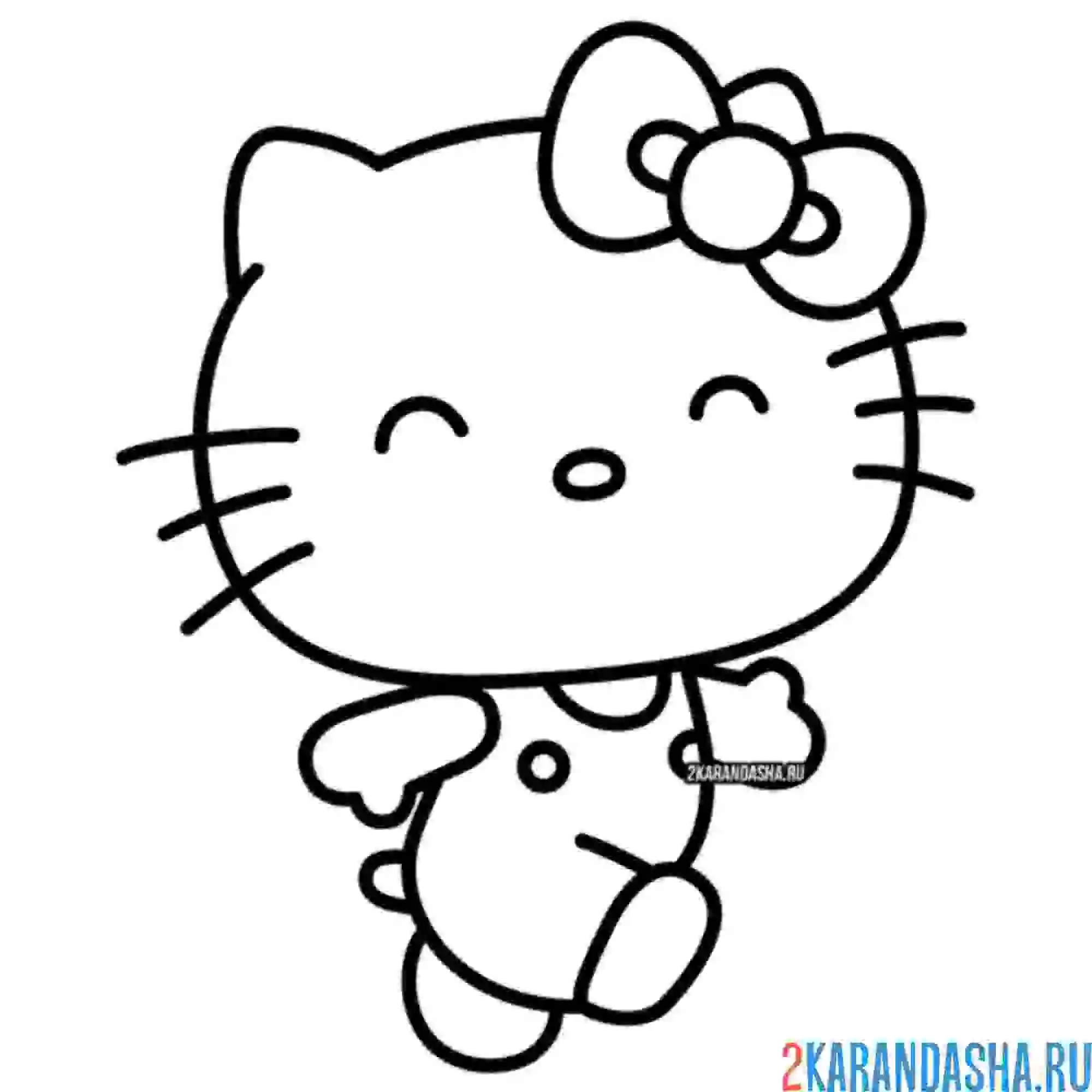 Раскраска хелло китти радостная