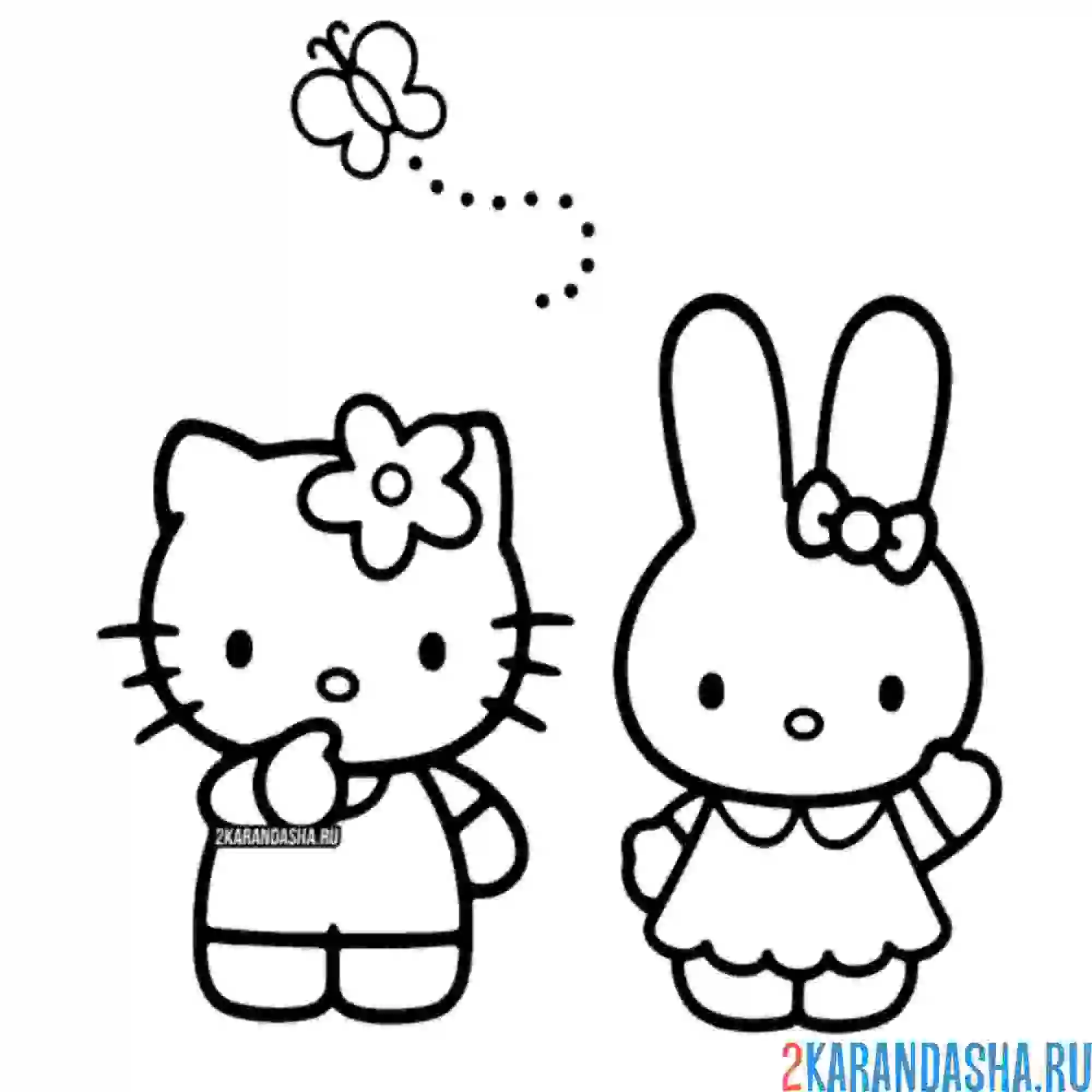 Раскраска хелло китти с мелоди