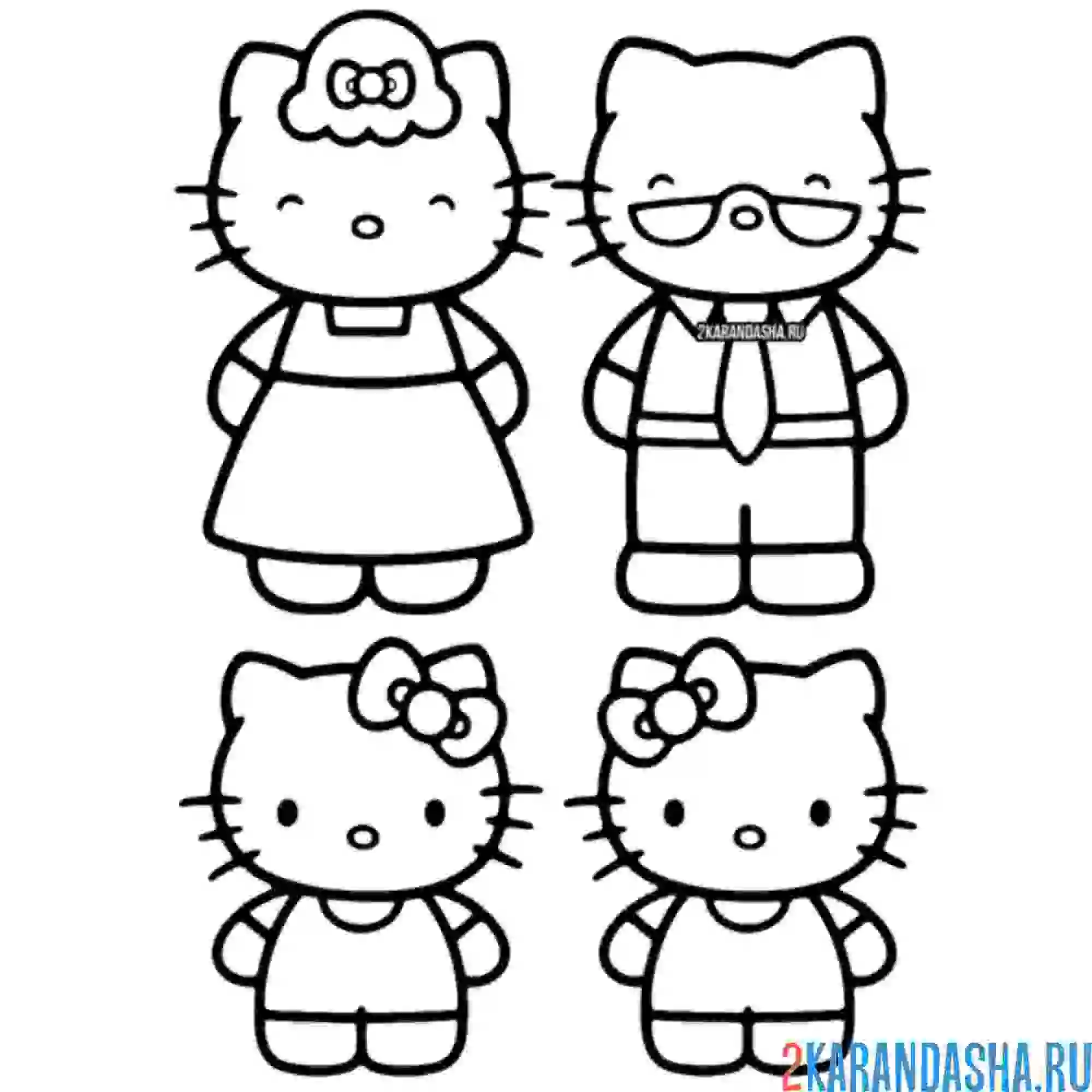 Раскраска хелло китти семья