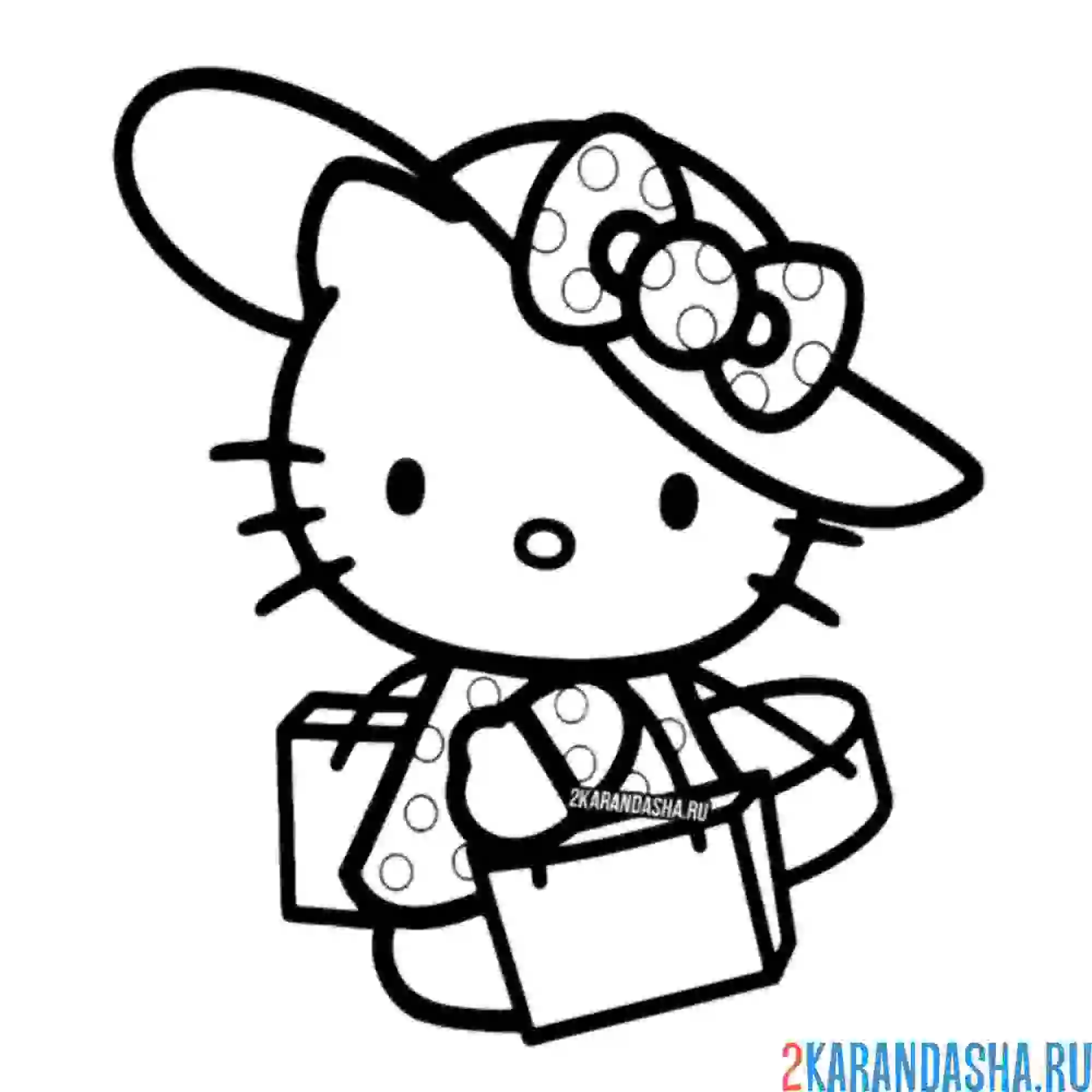 Раскраска хелло китти в шляпке