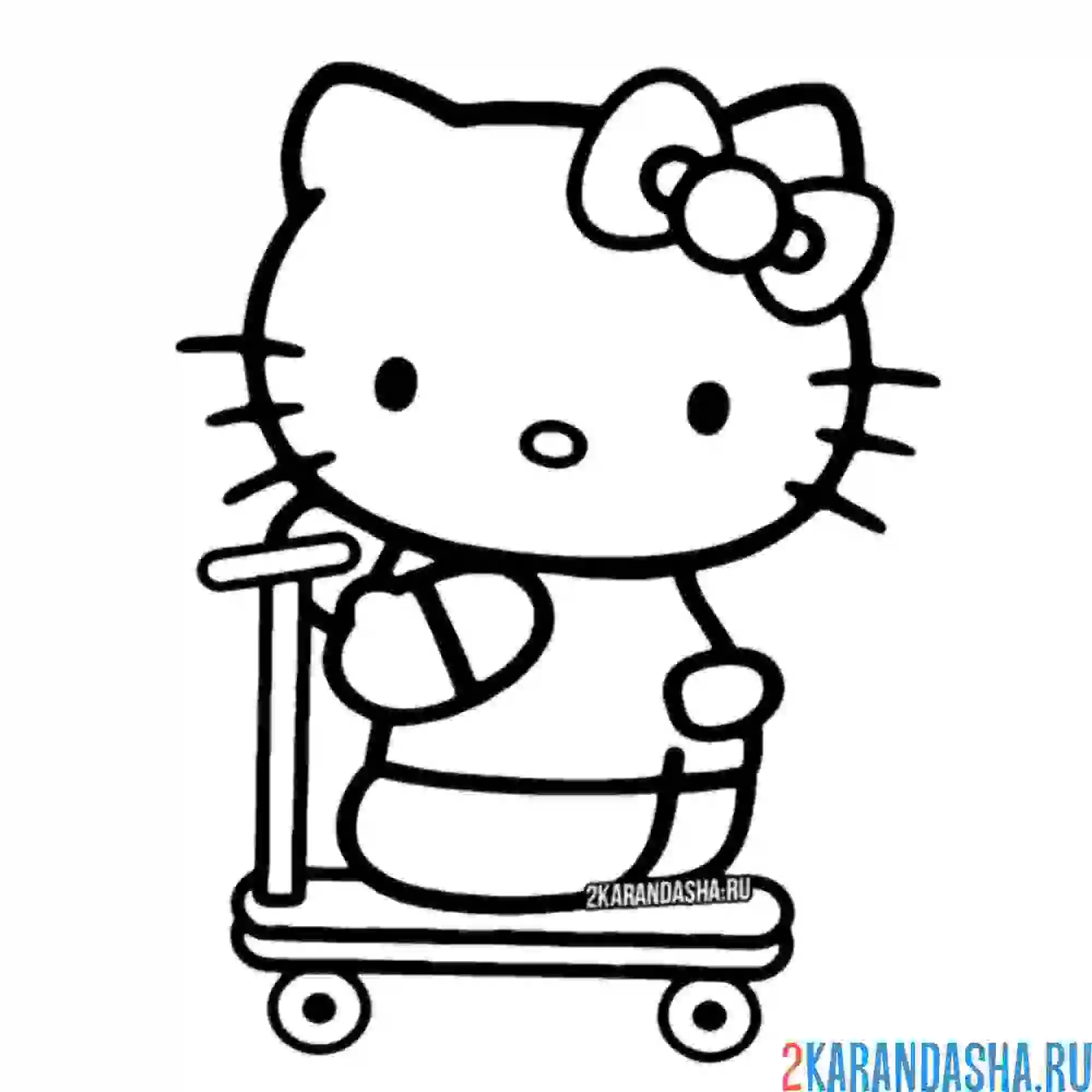 Раскраска хелло китти на самокате