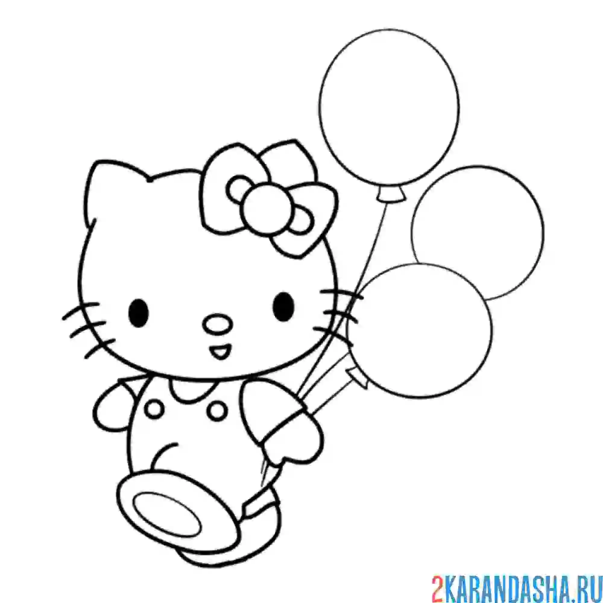 Раскраска хелло китти с шариками
