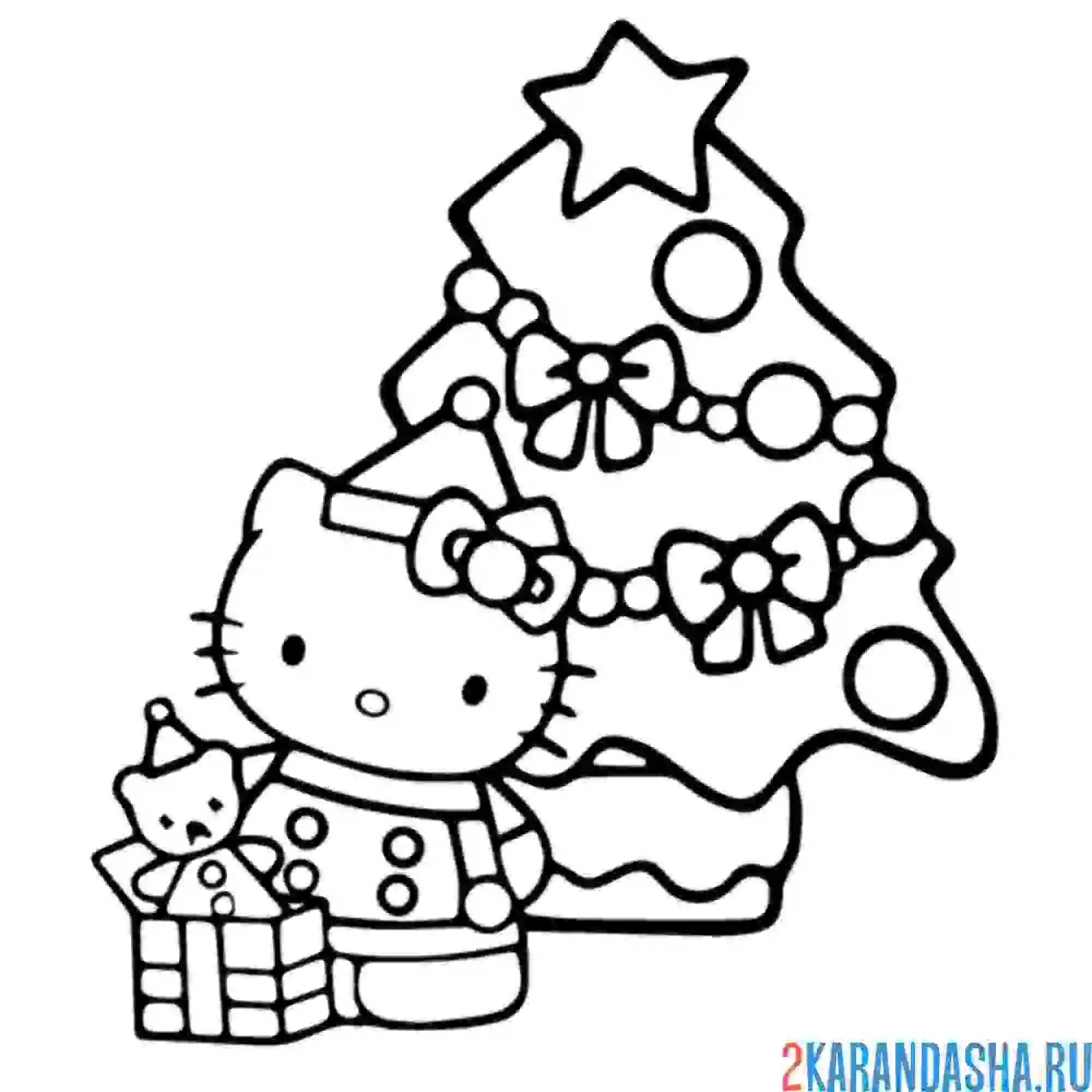 Раскраска с новым годом хелло китти