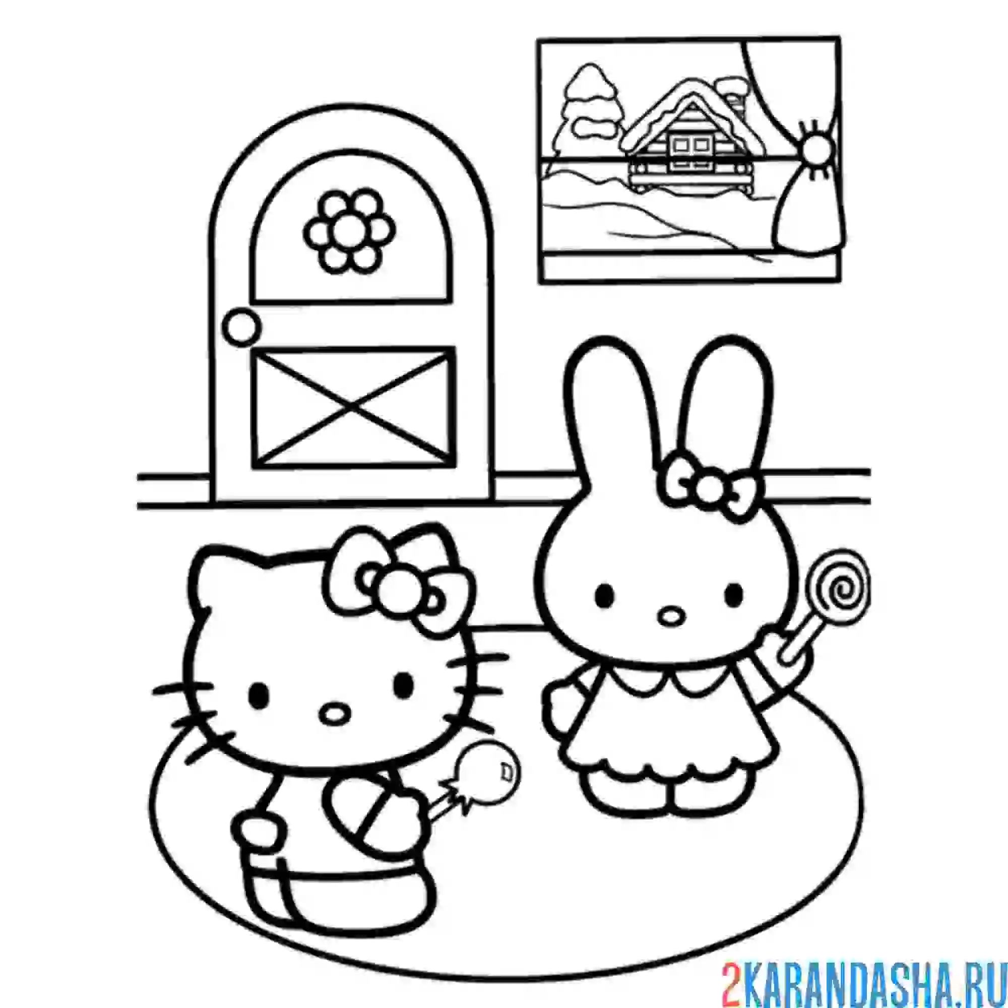 Раскраска хелло китти и мелоди подружка