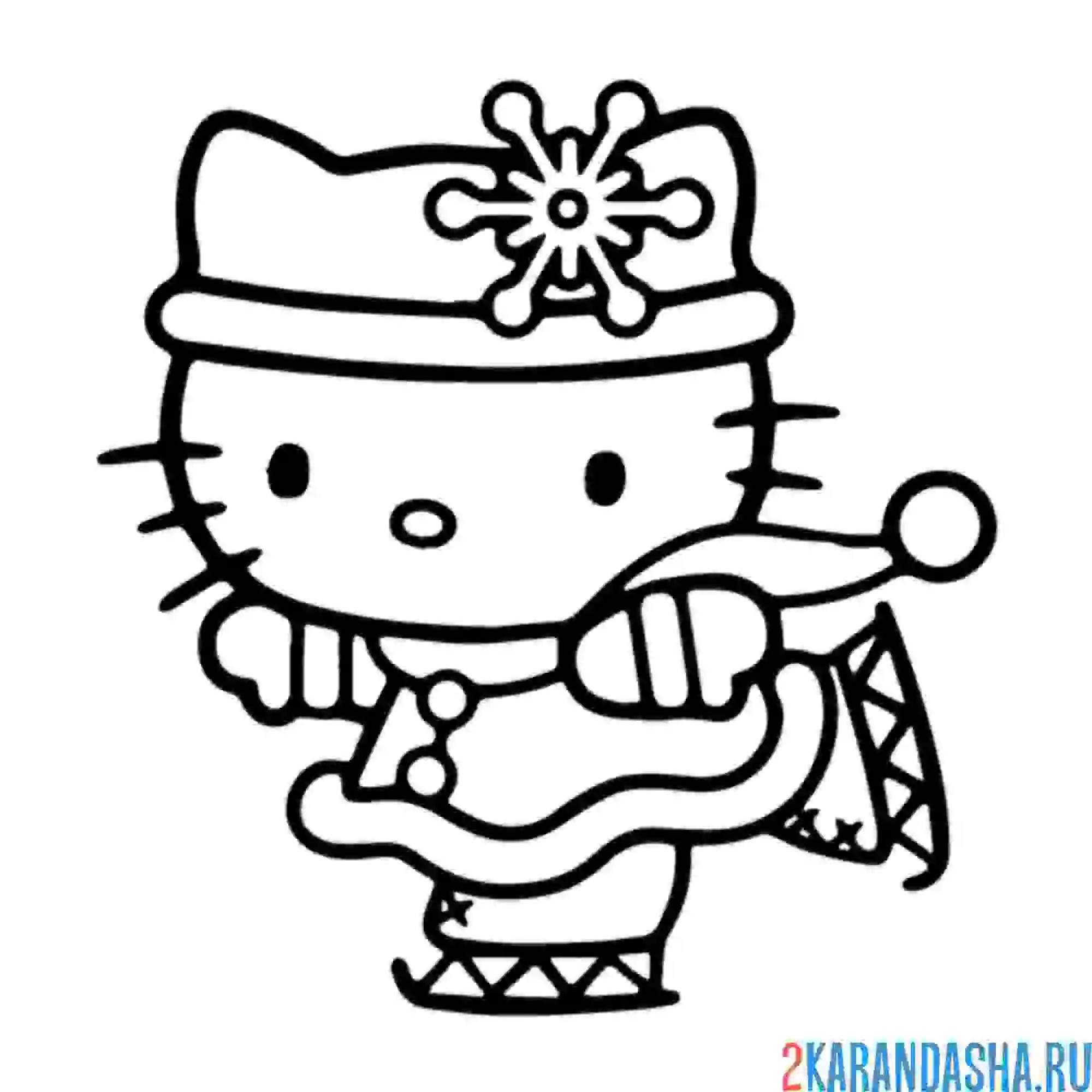 Раскраска хелло китти на коньках зимой